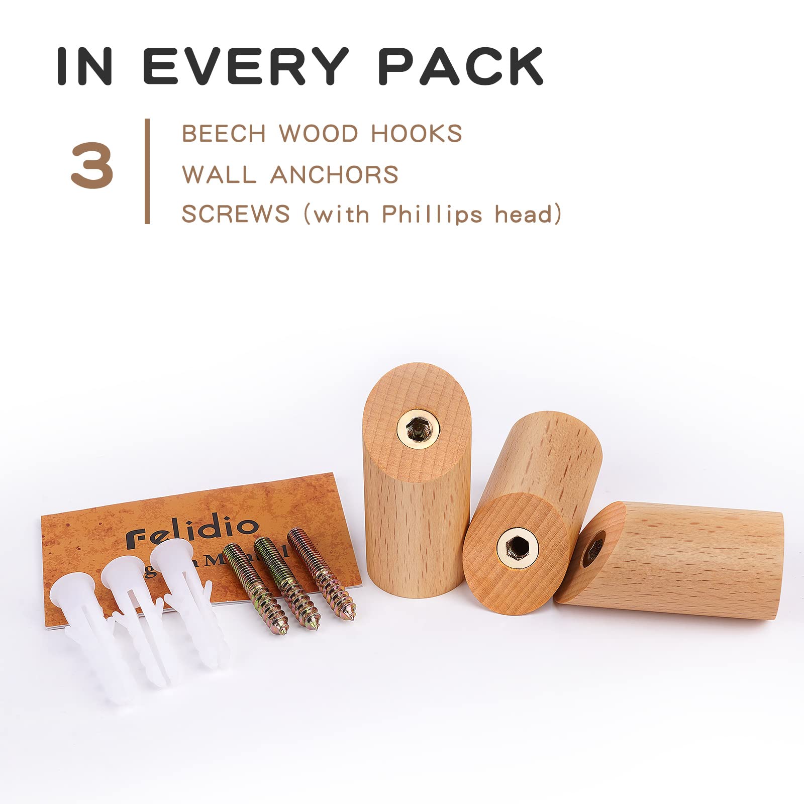 Wood Wall Hooks (3 Count)