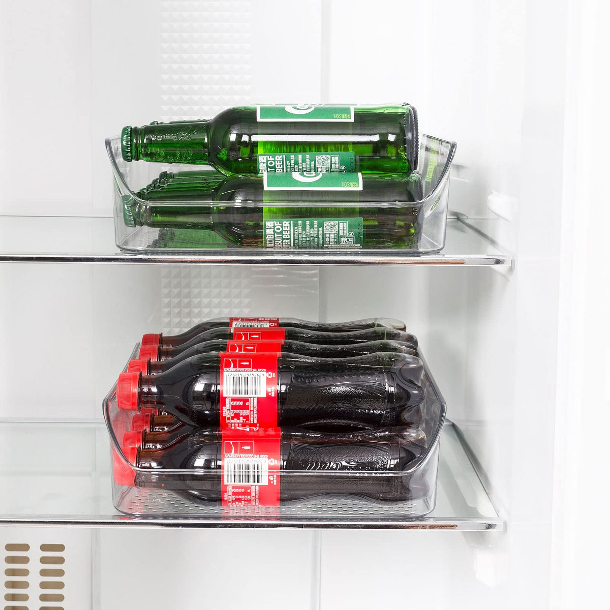 2 Pack Water Bottle Organizer Refrigerator Organizer Bins and Clear Storage Bins for Fridge