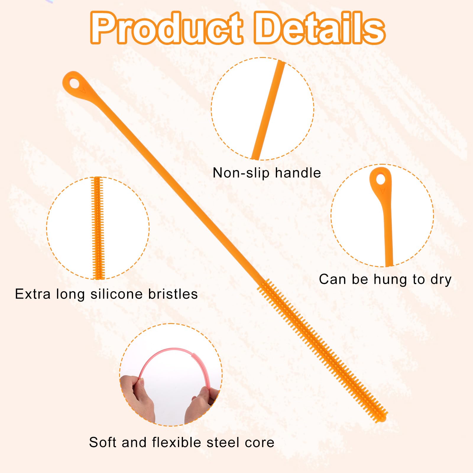2pcs Silicone Straw Cleaner Brush (2 Count)
