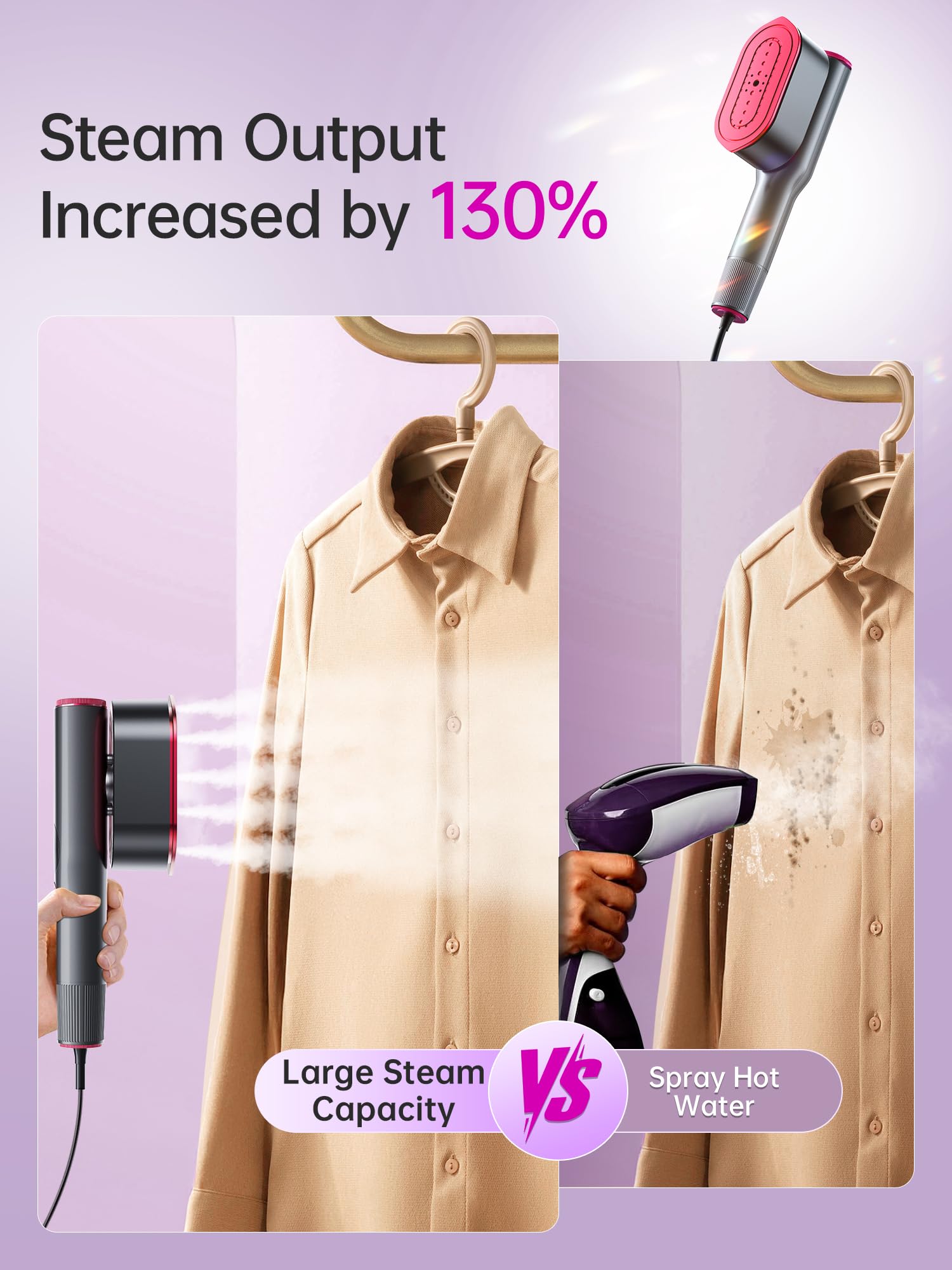 2 in 1 Handheld Garment Steamer and Iron for Clothes Travel Size
