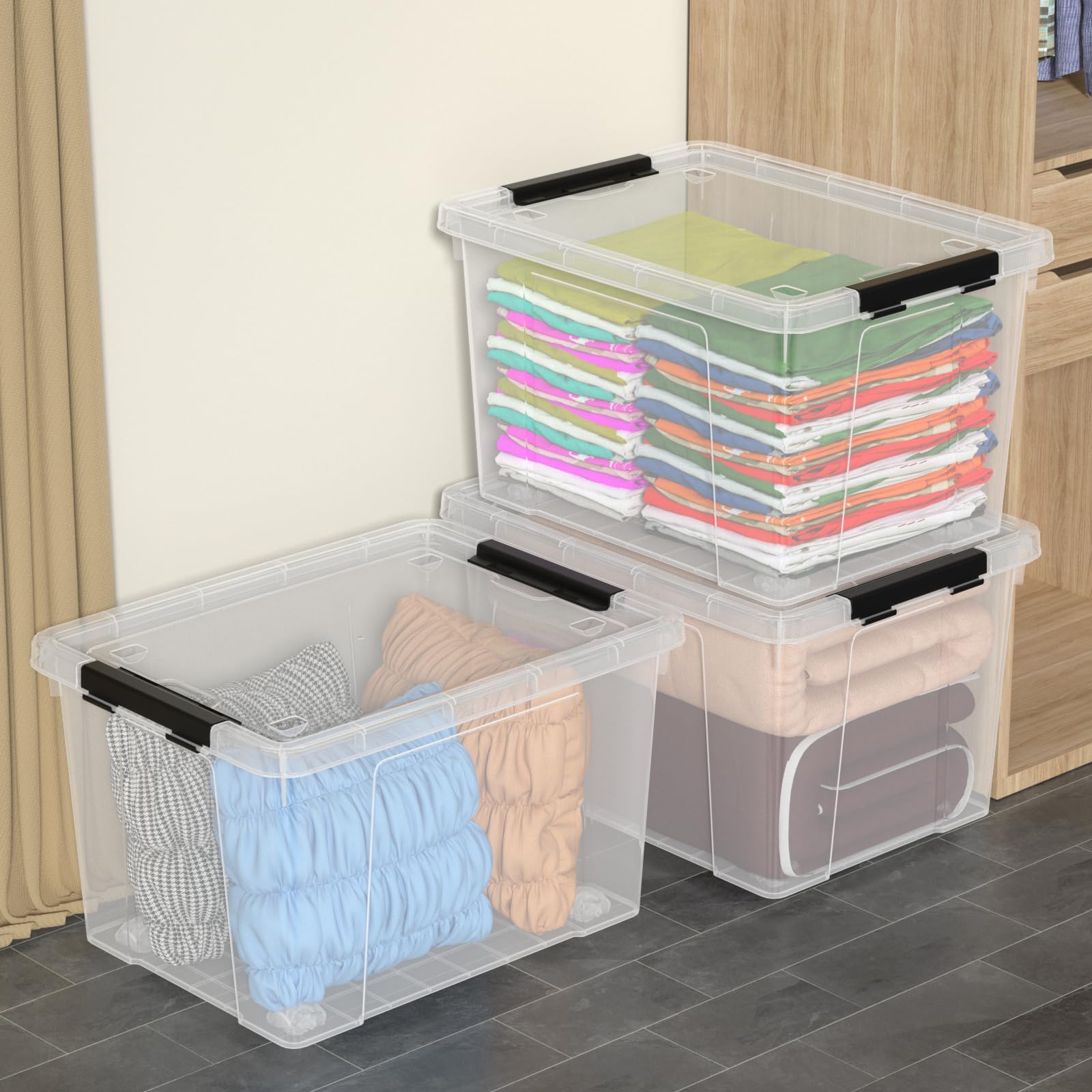 50 Quart Plastic Storage Containers with Latching Lids (4 Count)