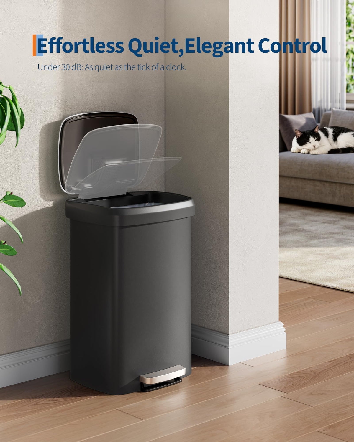13 gal 50 L Plastic Trash Can with Lid