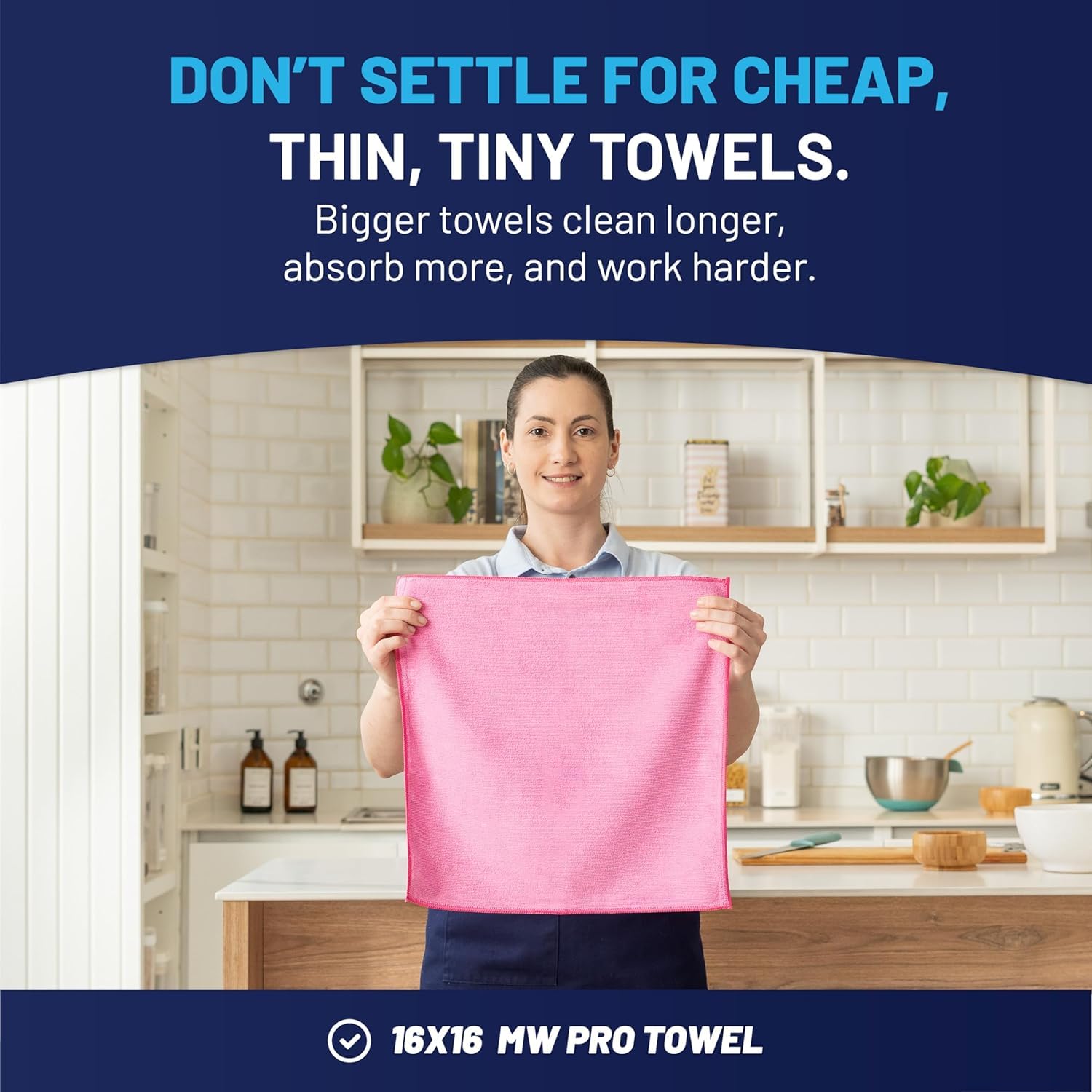MW PRO Microfiber Cleaning Cloths Pink (12 Count)