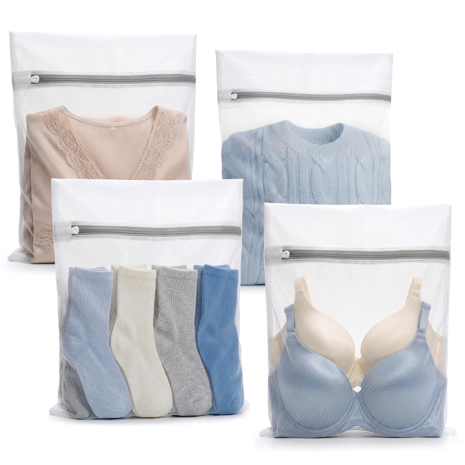 4Pcs Durable Fine Mesh Laundry Bags for Delicates 16 x 20 Inches (4 Count)