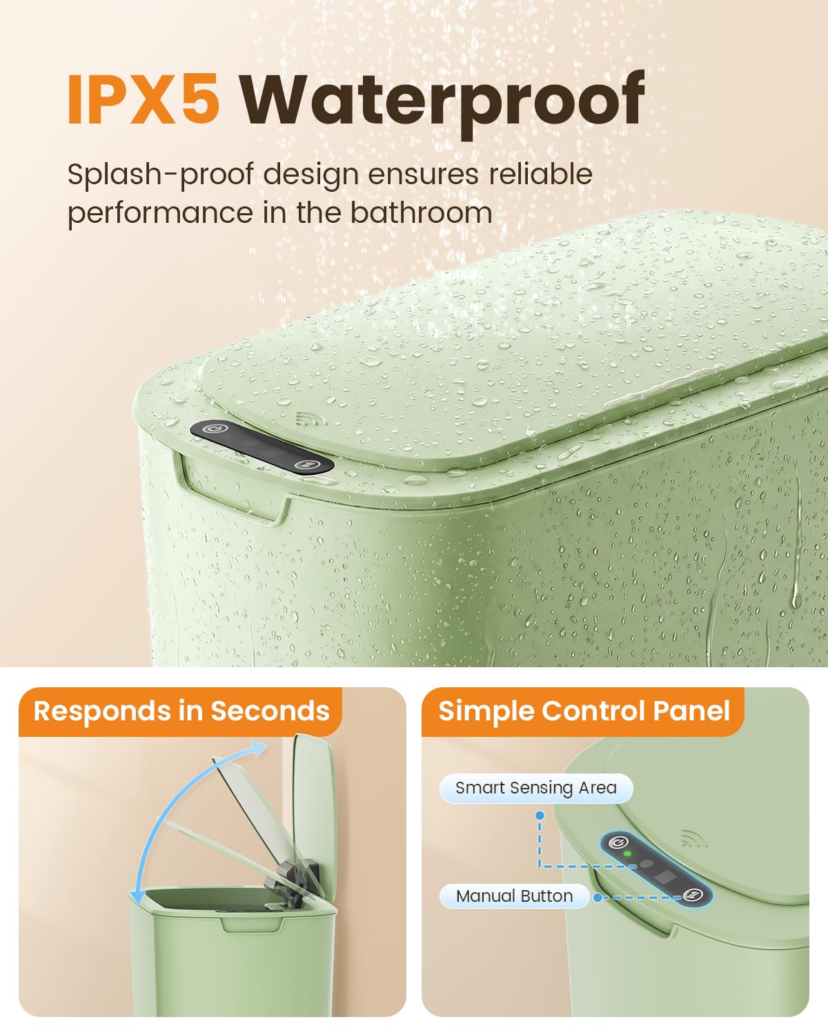 5 Gallon Automatic Bathroom Trash Can with Lid