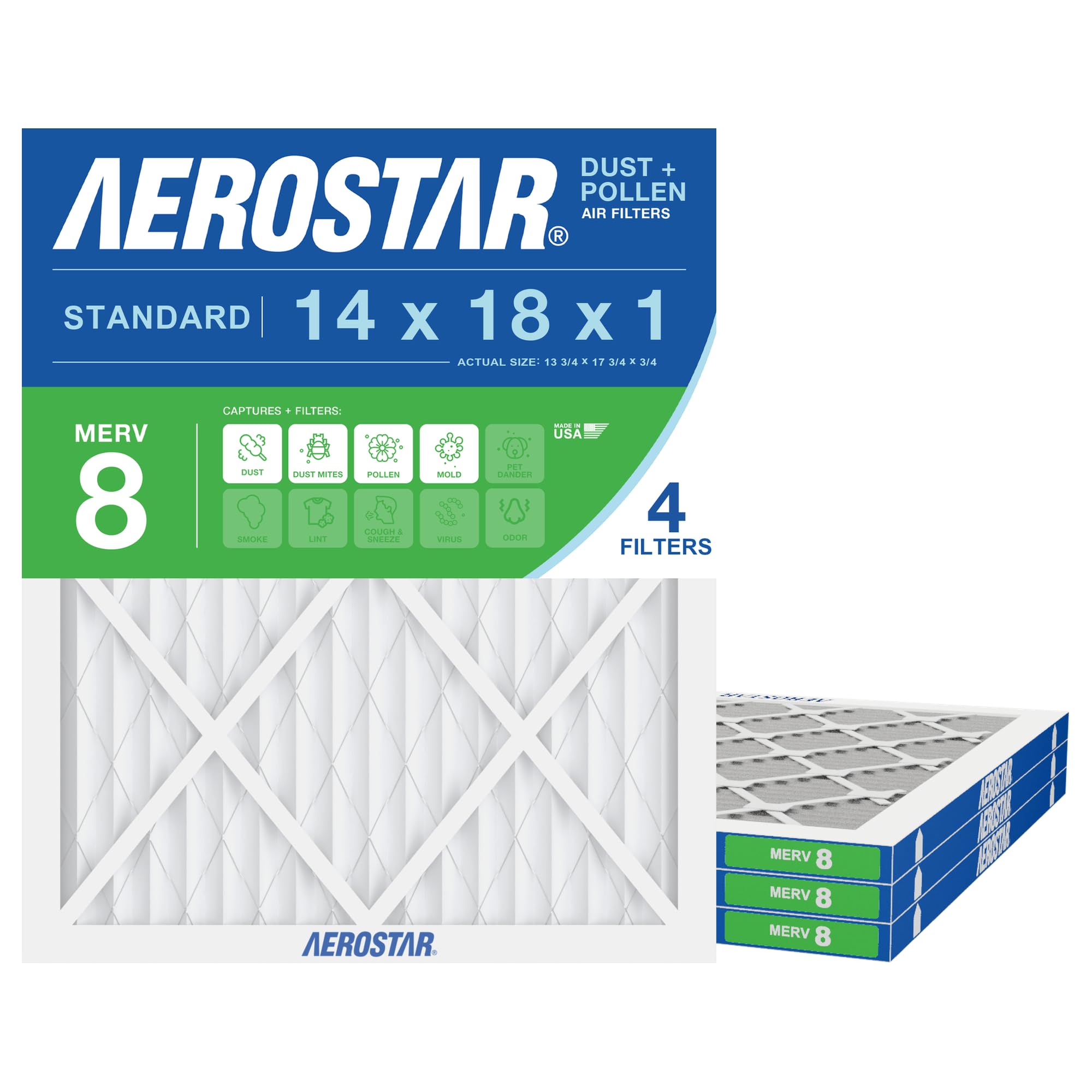 Air Filter 14x18x1 MERV 8 AC Filter (4 Count)