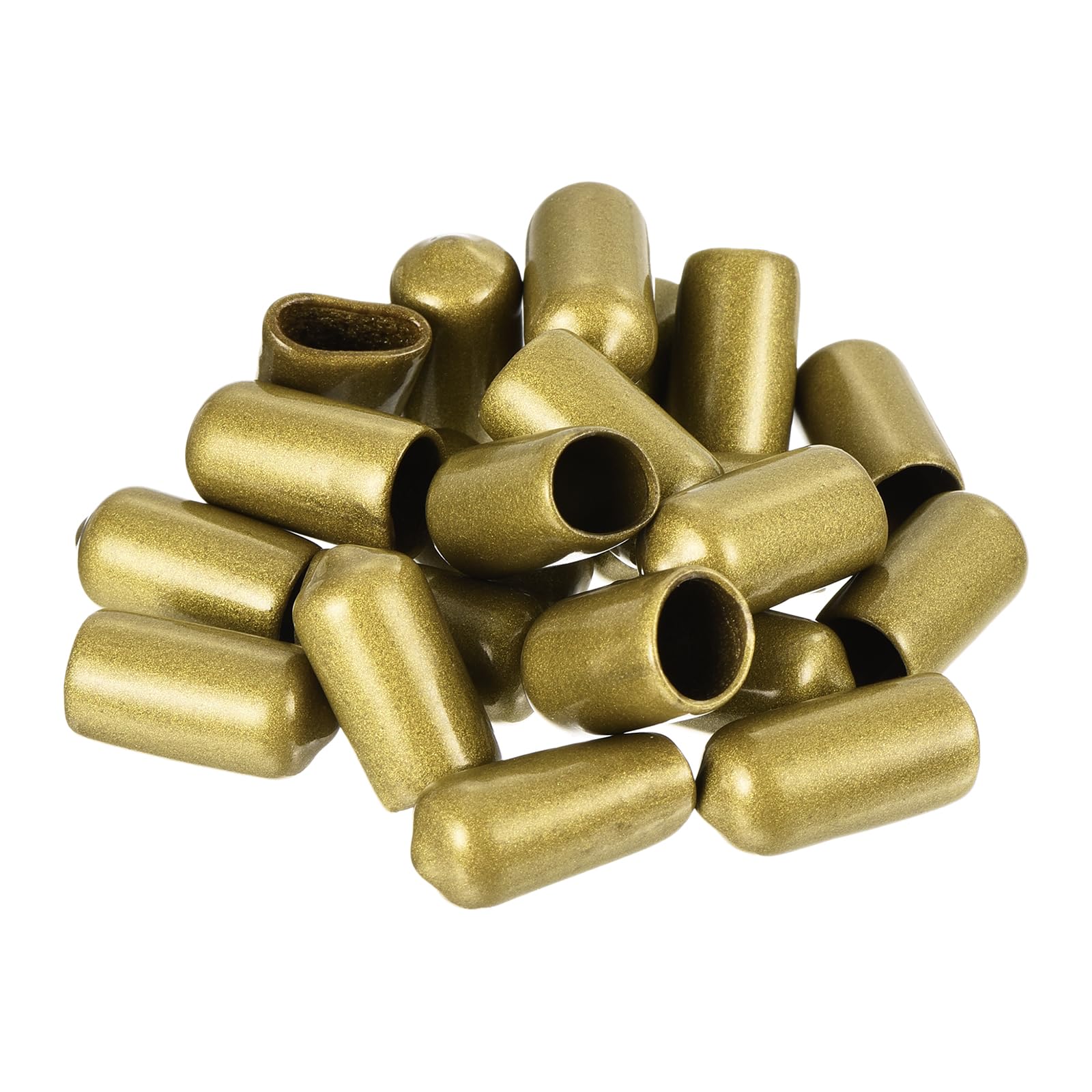 20pcs Rubber End Caps 10mm ID Vinyl Round Tube Bolt Cap Cover Thread Protectors Gold