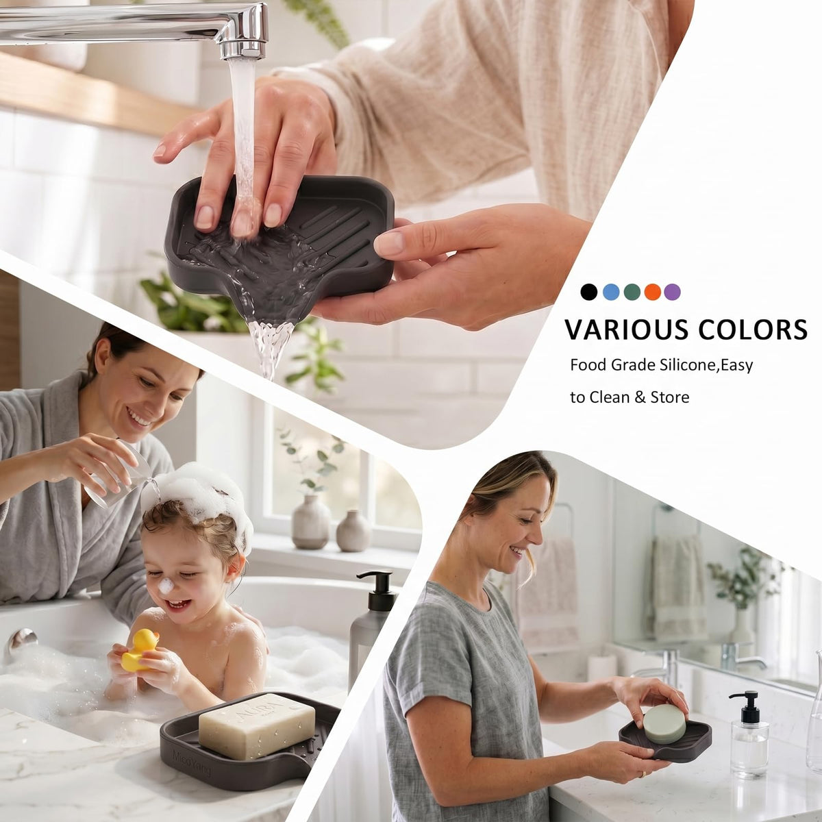 Silicone Soap Dish with Drain Spout