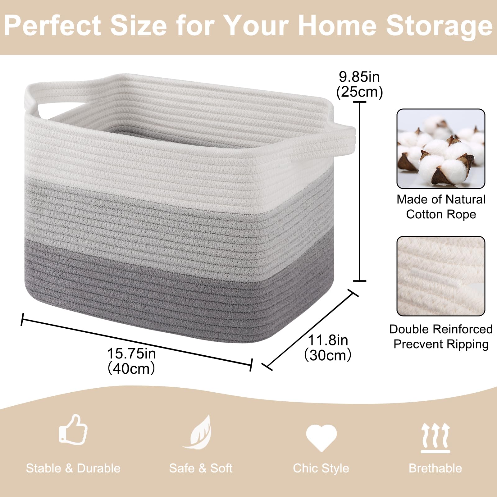 Storage Baskets for Organizing (3 Count)