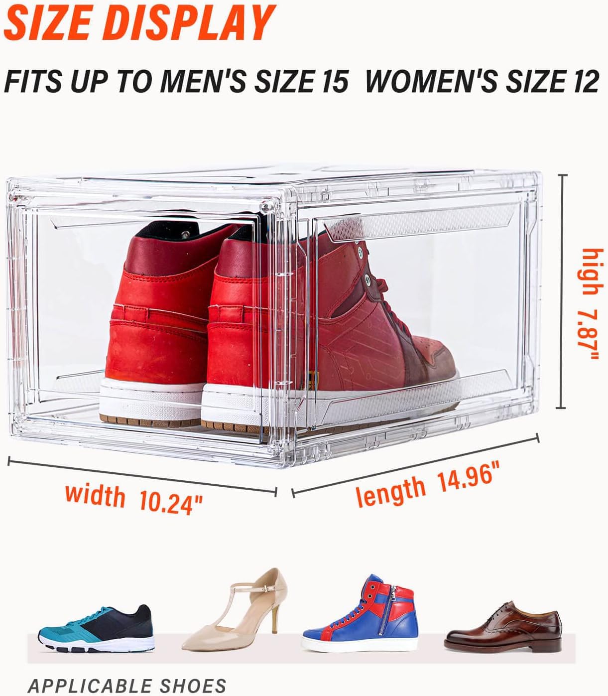 Clear Shoe Boxes Stackable 10 Pack Shoe Storage for Sneakerheads (10 Count)