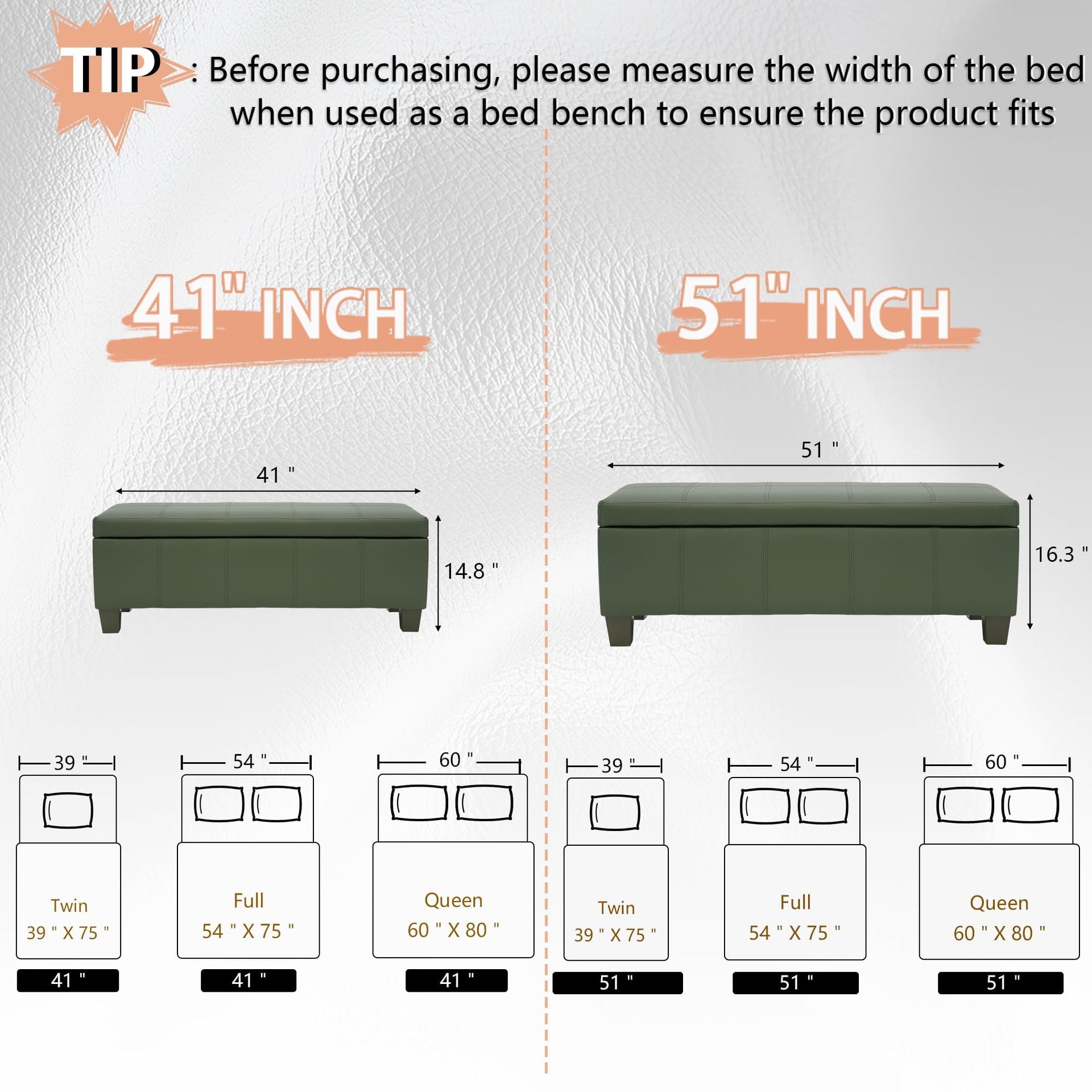 51 Inch Storage Ottoman
