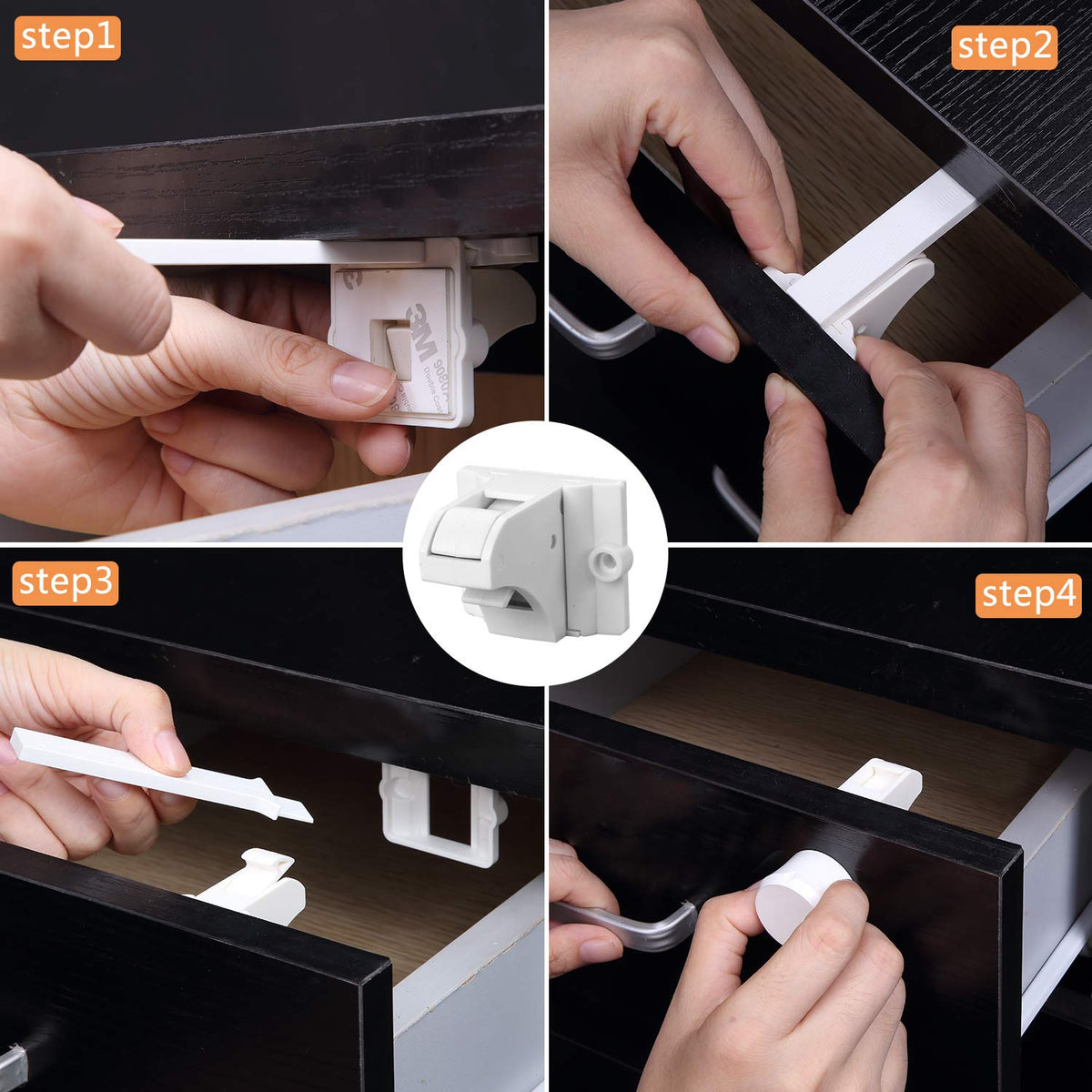 Adhesive Magnetic Locks for Cabinets & Drawers (32 Count)