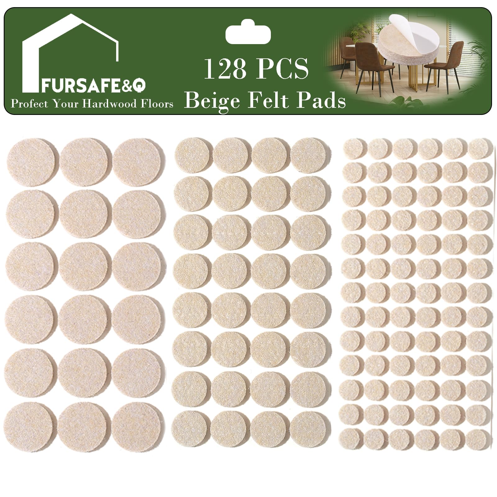 Felt Furniture Pads for Hardwood Floors (128 Count)