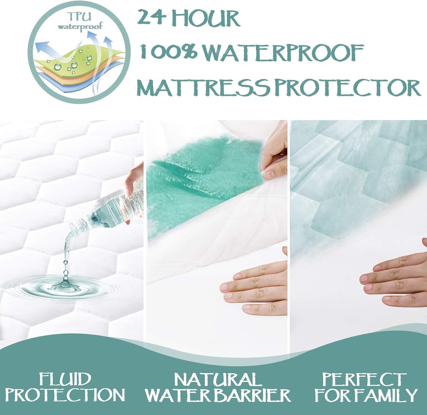 2 Pack Twin Hexagonal Quilted Mattress Protector Waterproof (2 Count)