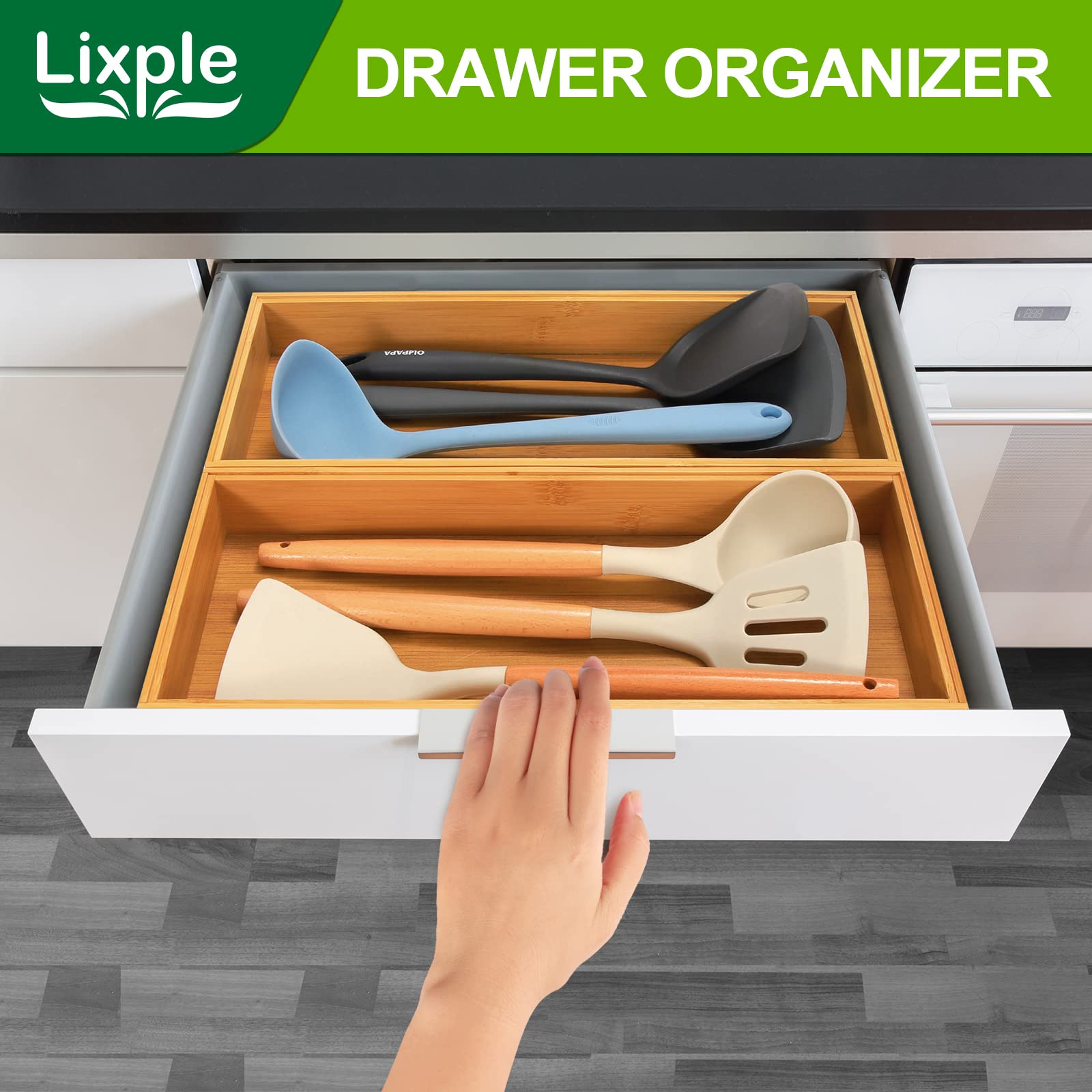 Bamboo Kitchen Drawer Organizer (2 Count)