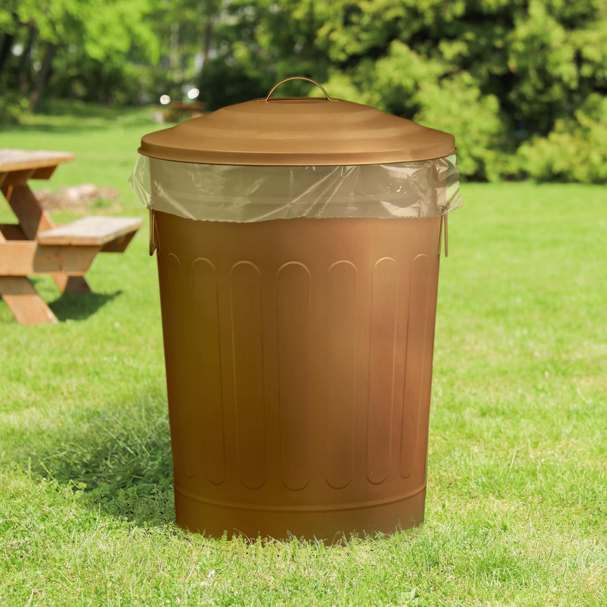 13 Gallon Metal Trash Can with Lid Outdoor Vintage Trash Can Steel Retro Garbage Can for Kitchen Farmhouse Rustic Bird Seed Storage Pet Food Cute Bucket (2 Count)