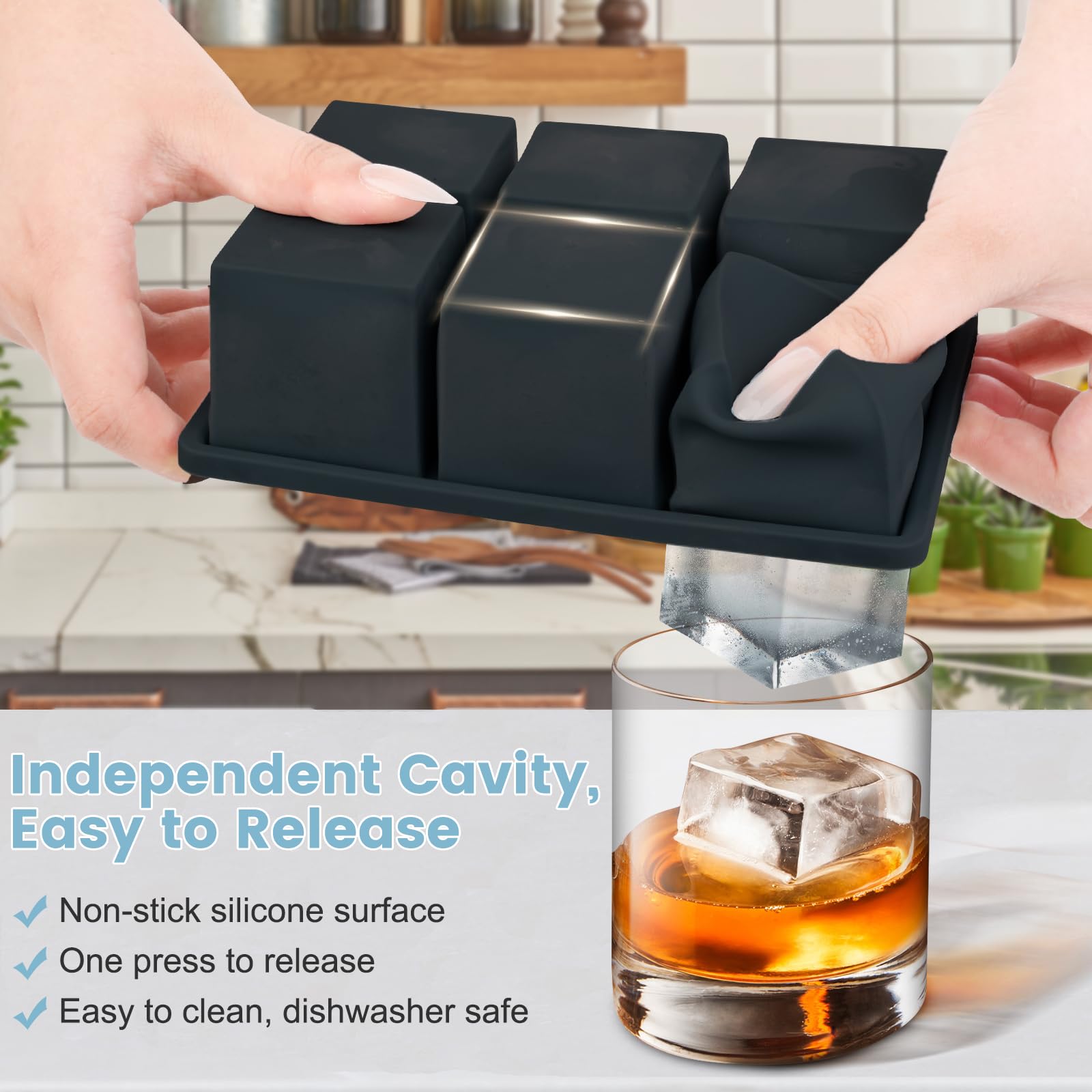 Large Silicone Ice Cube Tray 3Pack (3 Count)