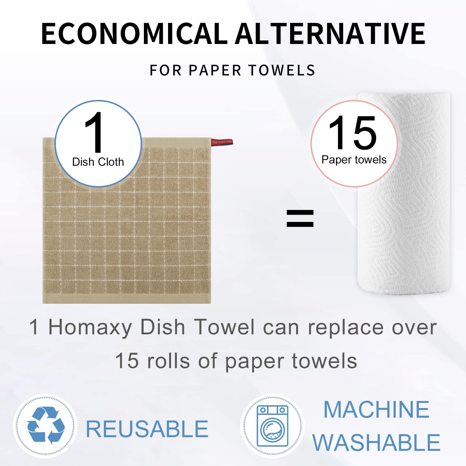 100% Cotton Terry Kitchen Dish Cloths (8 Count)