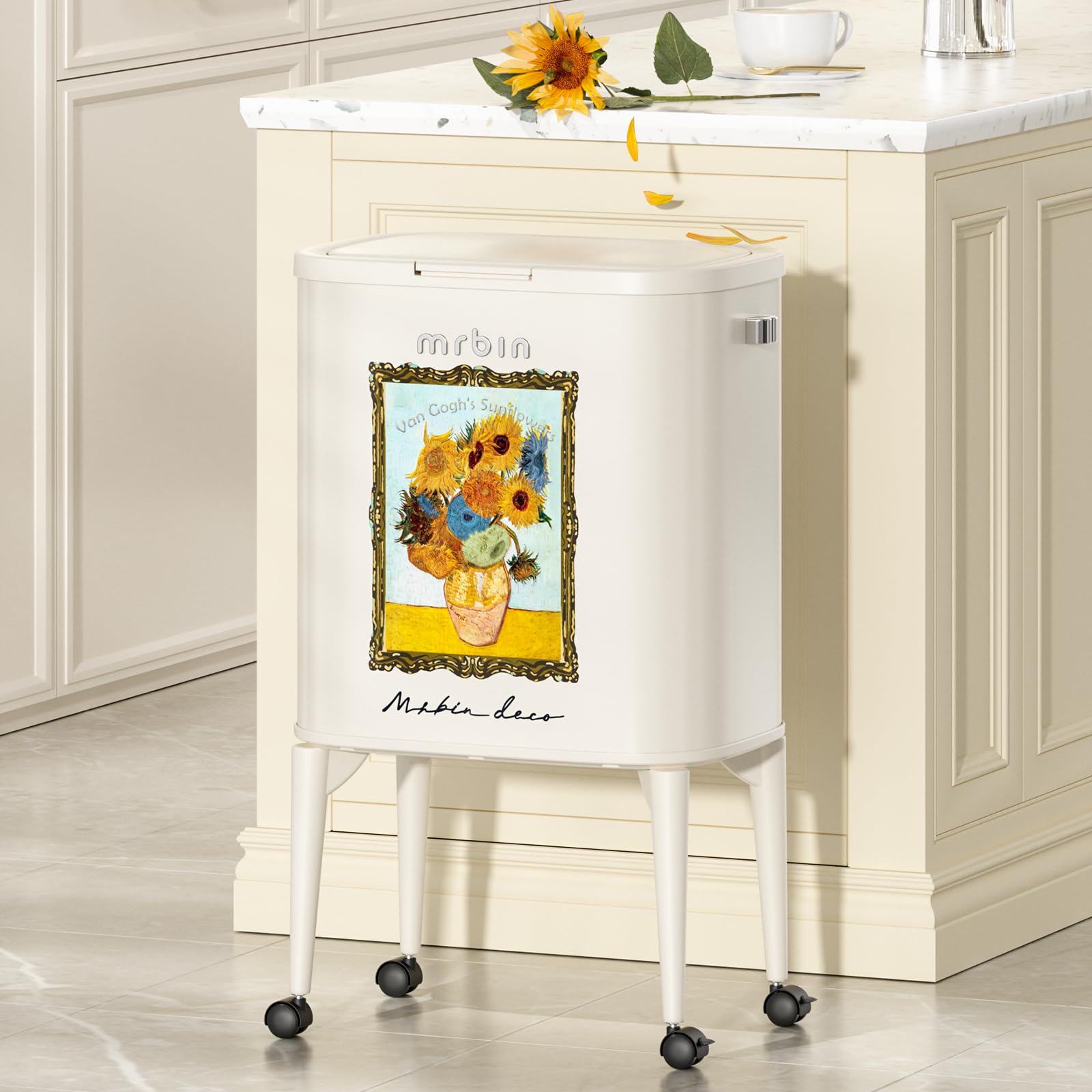 Metal Kitchen Trash Can with Lid