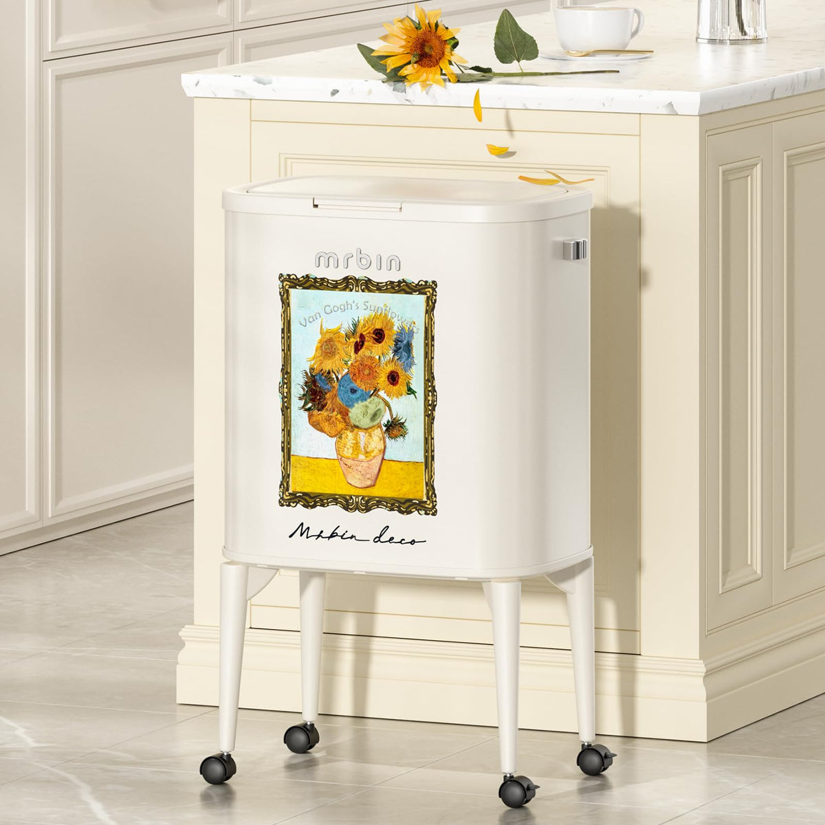Metal Kitchen Trash Can with Lid