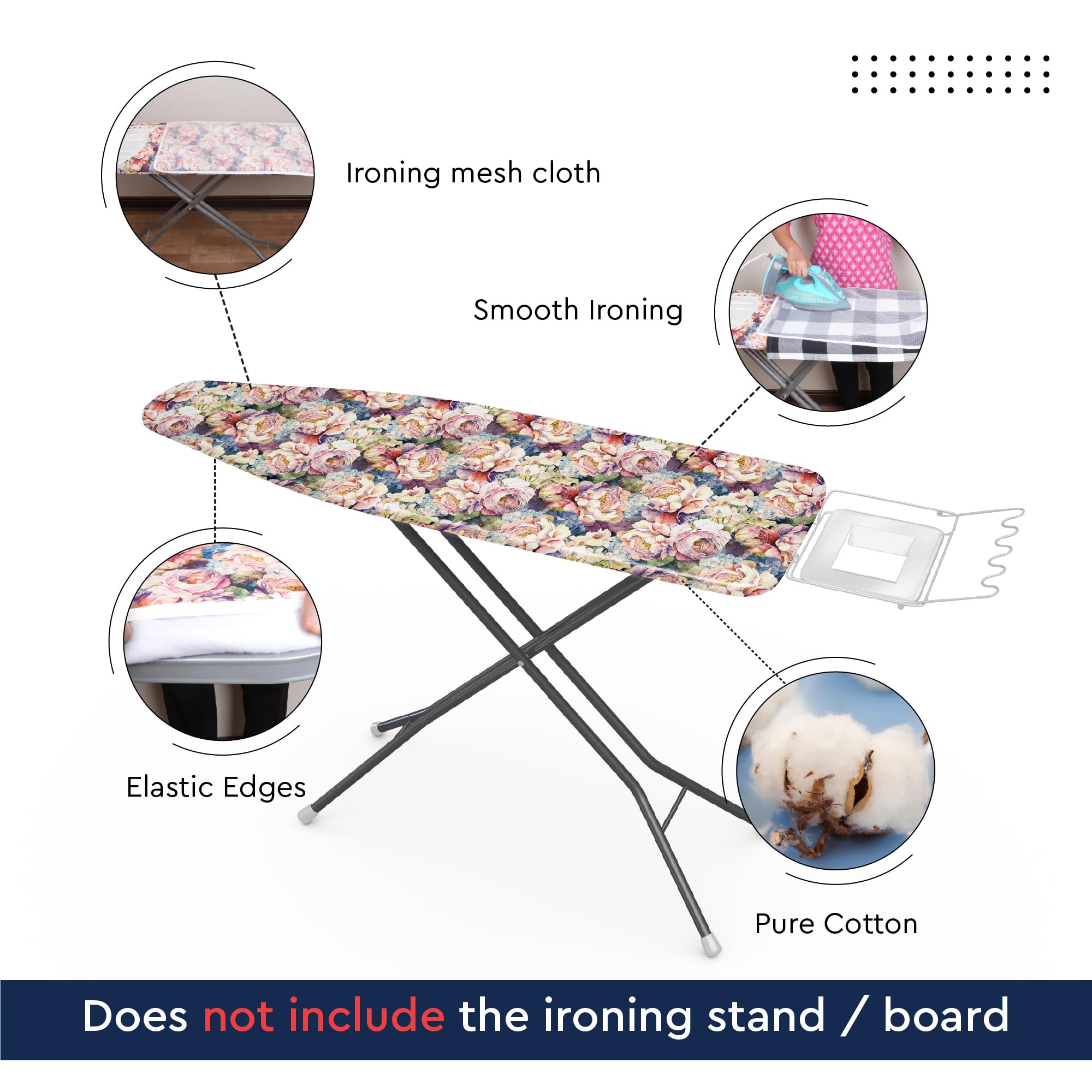 Padded Ironing Board Cover and Pad 54"x15" Wildflowers