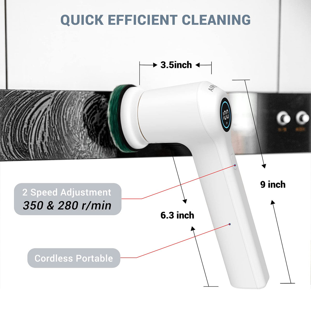 Handheld Electric Spin Scrubber with 6 Replaceable Brush Heads