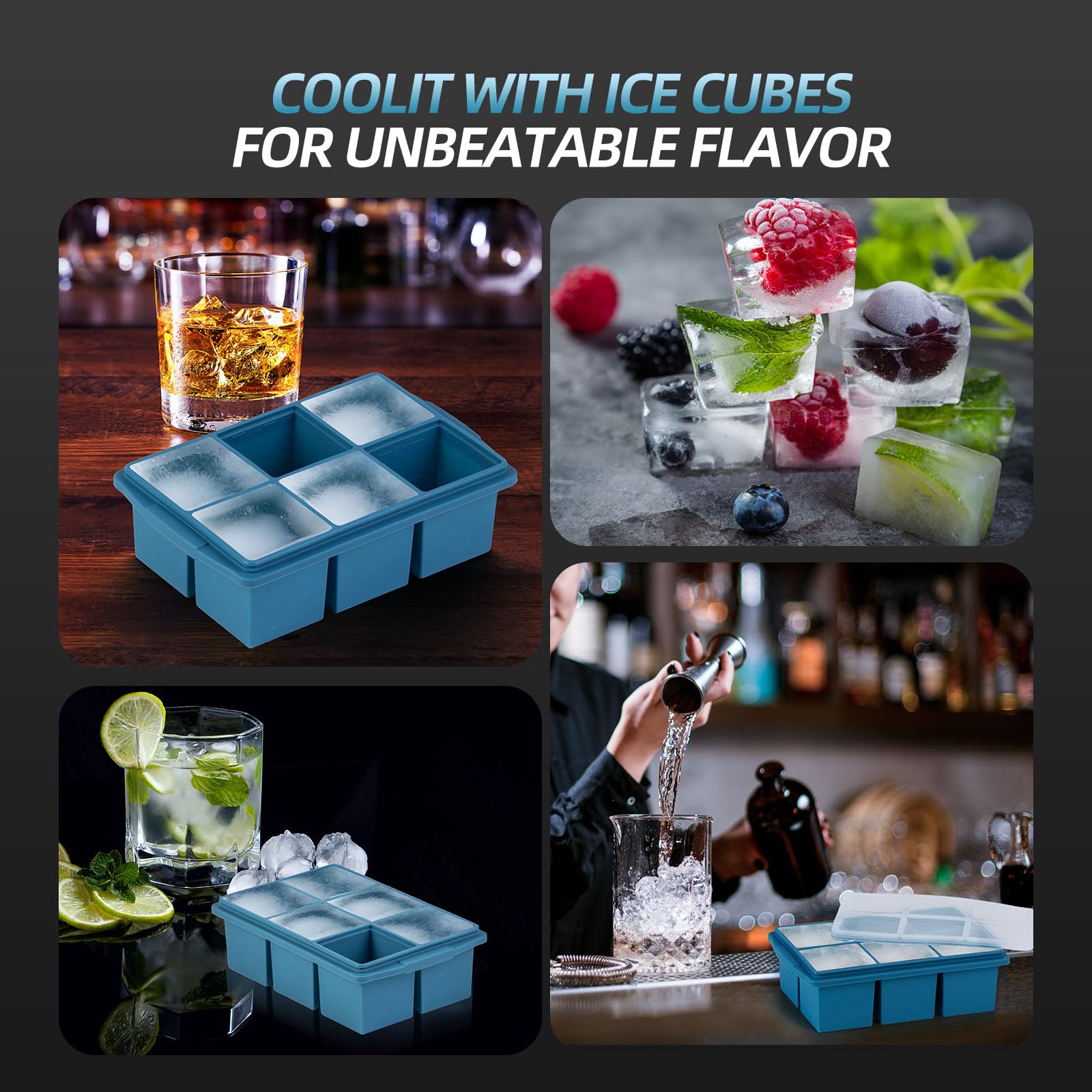 Large Ice Cube Trays for Whiskey (9.9 Ounce)