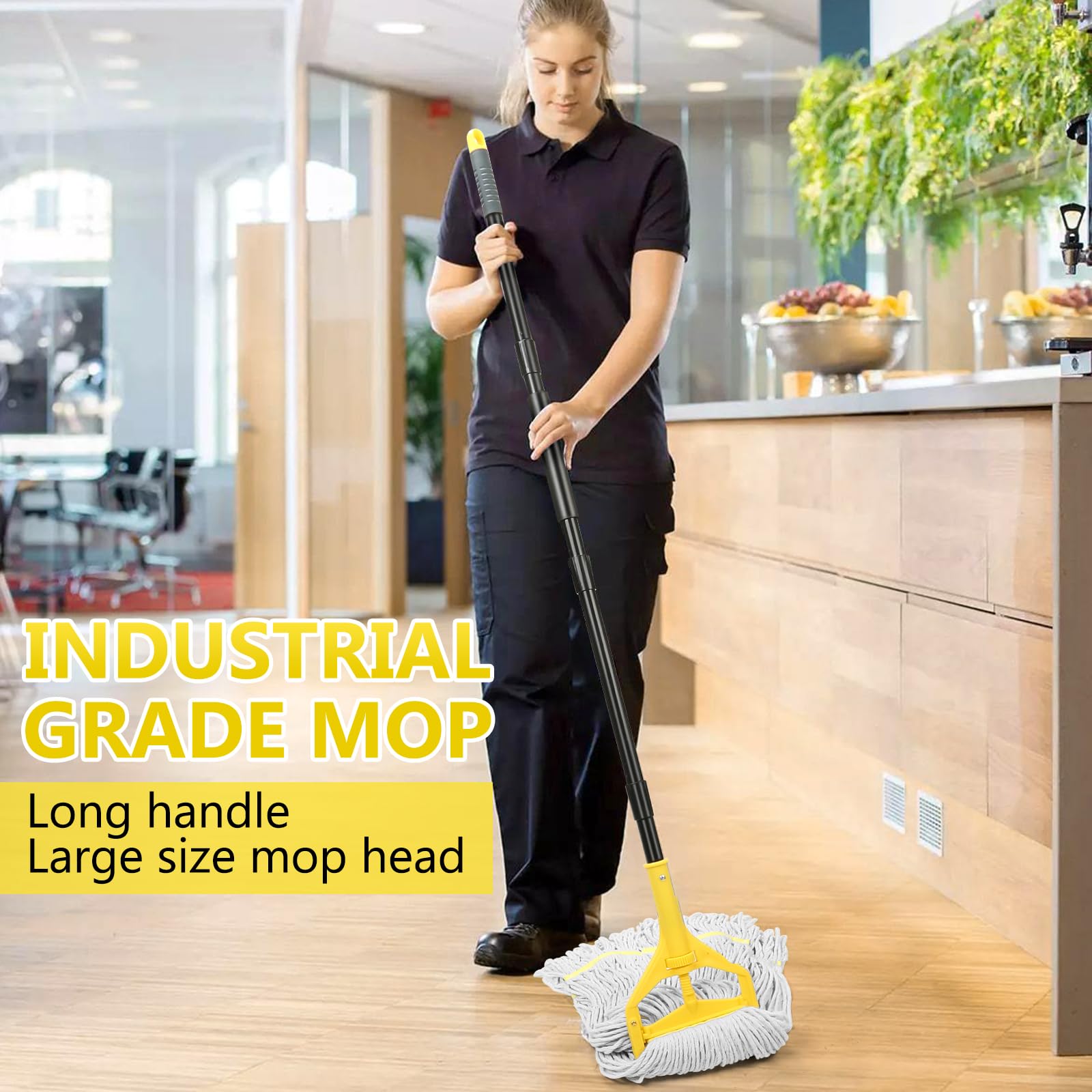 Heavy Duty Commercial Industrial Cotton Mop with Long Handle