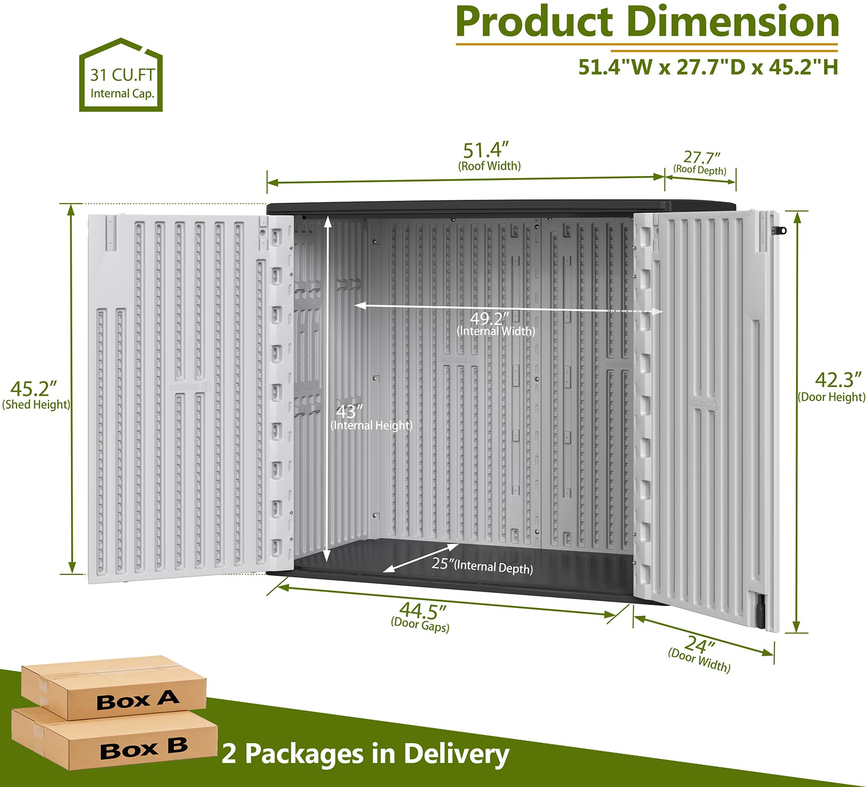 37 Cu.ft Outdoor Storage Cabinet with One Tool Kit