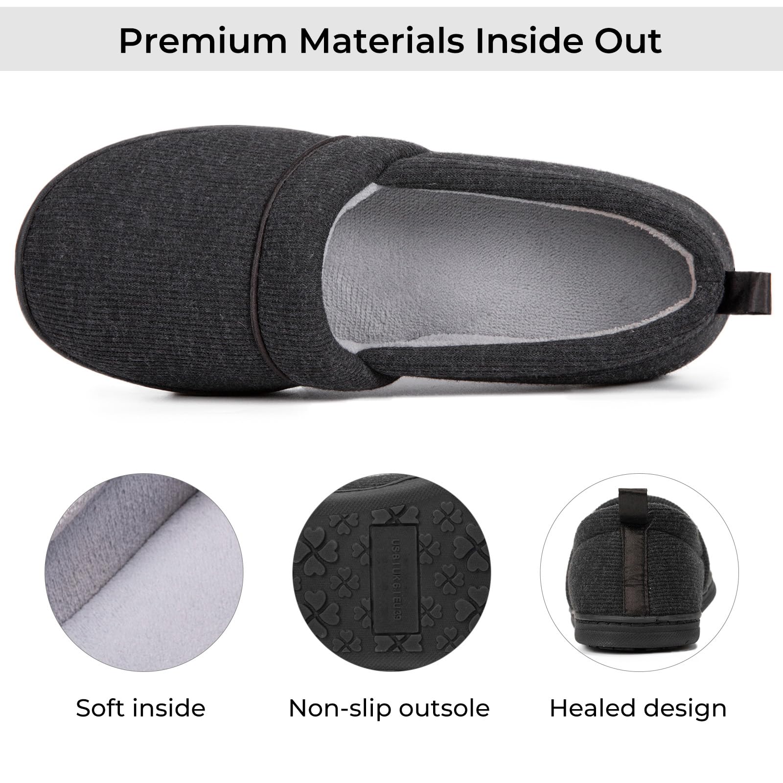 Women's Comfy Loafer Slippers House Shoes Black
