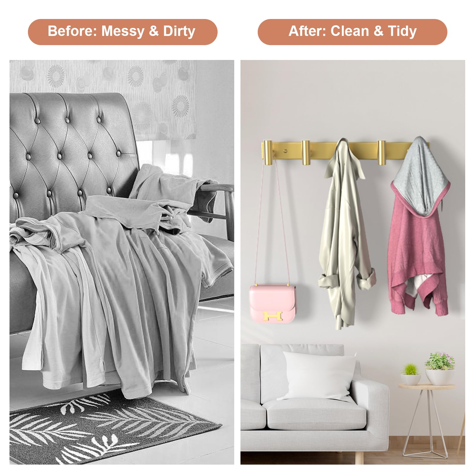 Gold Wall Mount Coat Rack