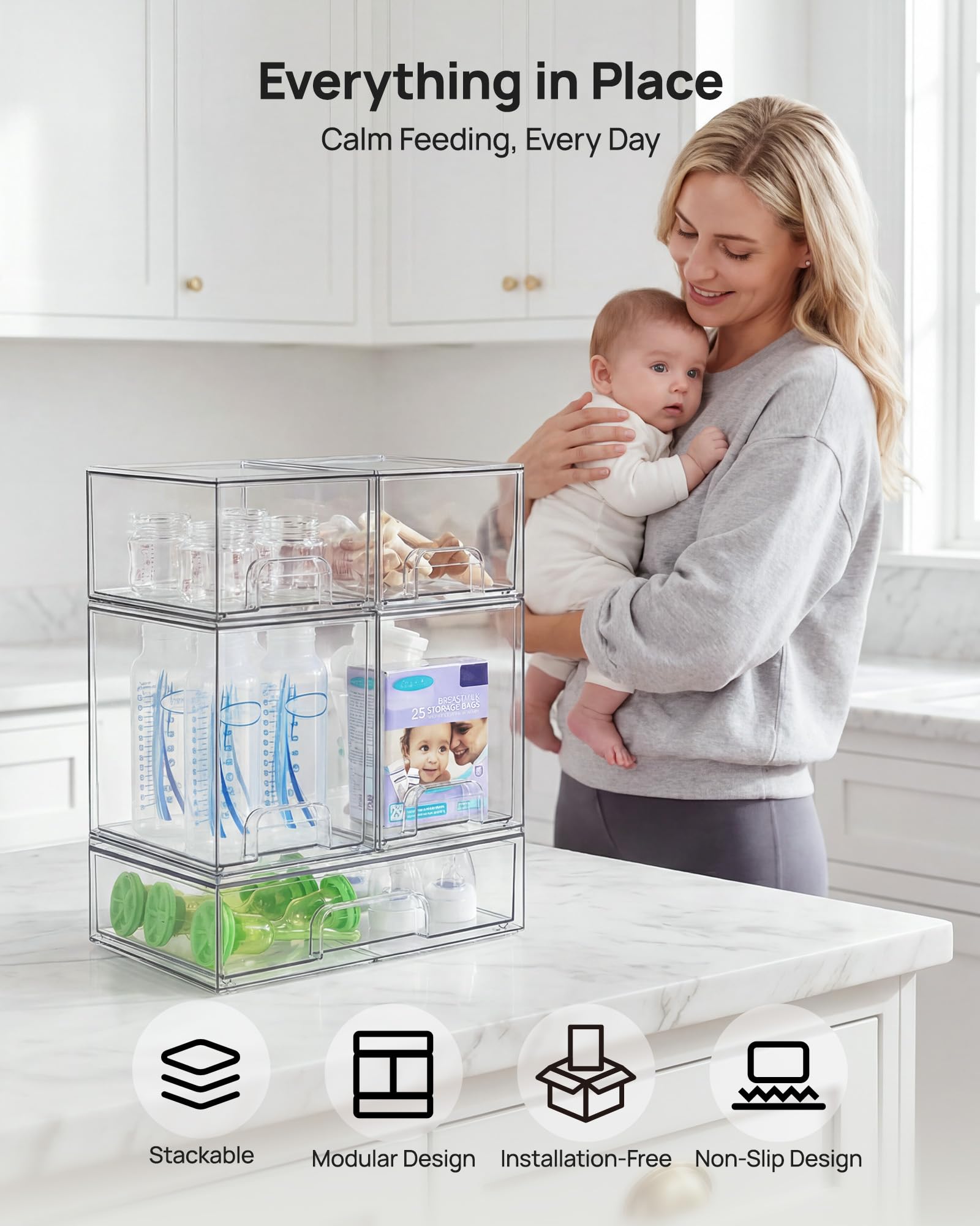 Clear Stackable Storage Drawers Set of 9 (9 Count)