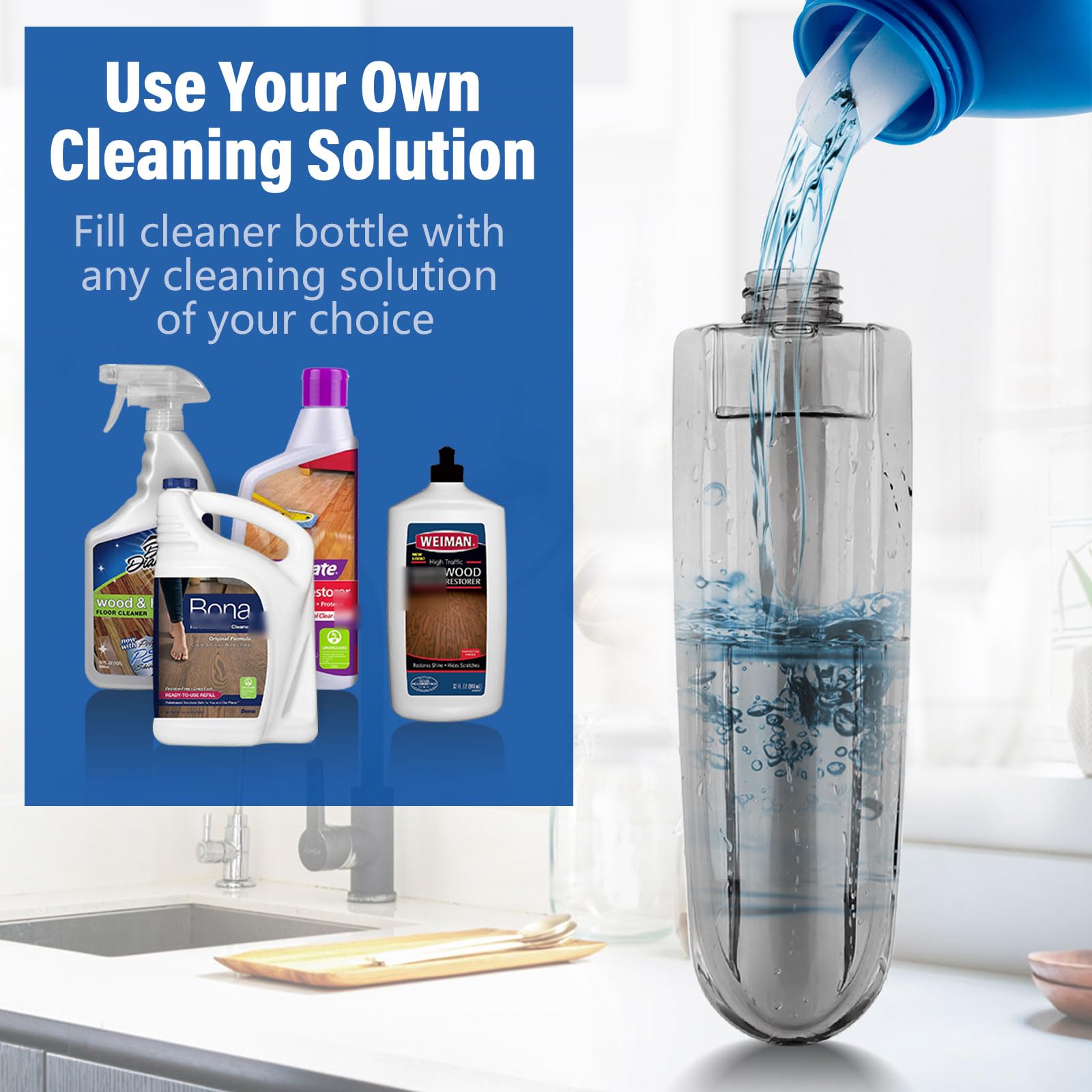 Microfiber Hardwood Floor Spray Mop with 3 Pads & Refillable Bottle