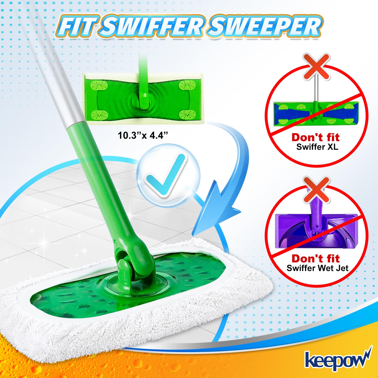 10 Pack Reusable Mop Pads Compatible with Swiffer Sweeper (10 Count)