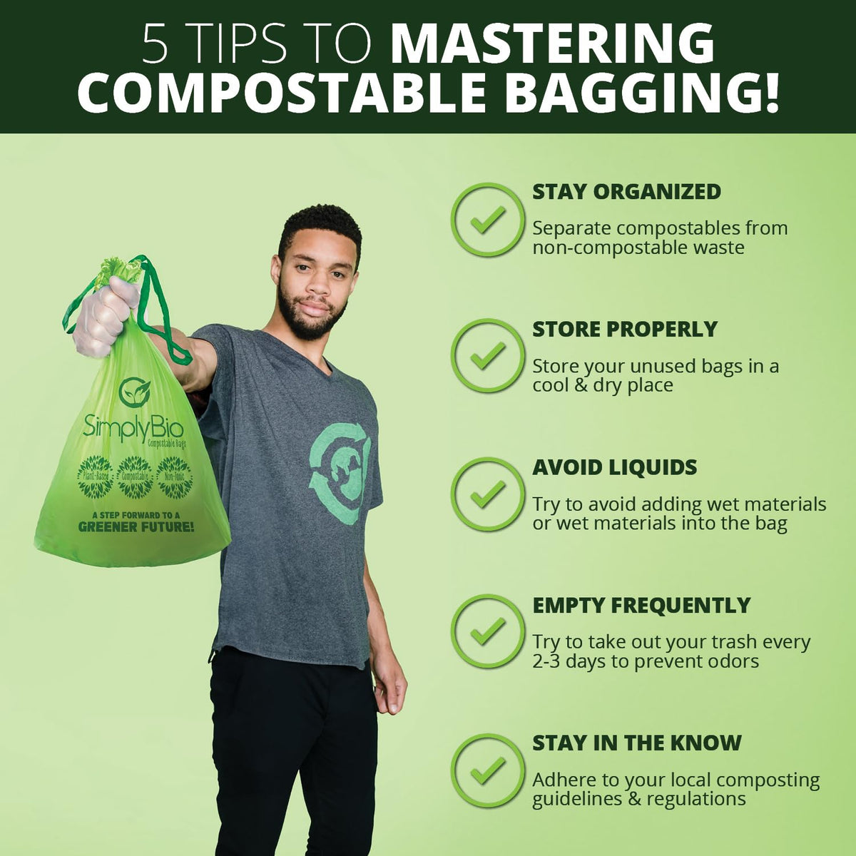 3 Gallon Compostable Trash Bags Liners Drawstring (50 Count)
