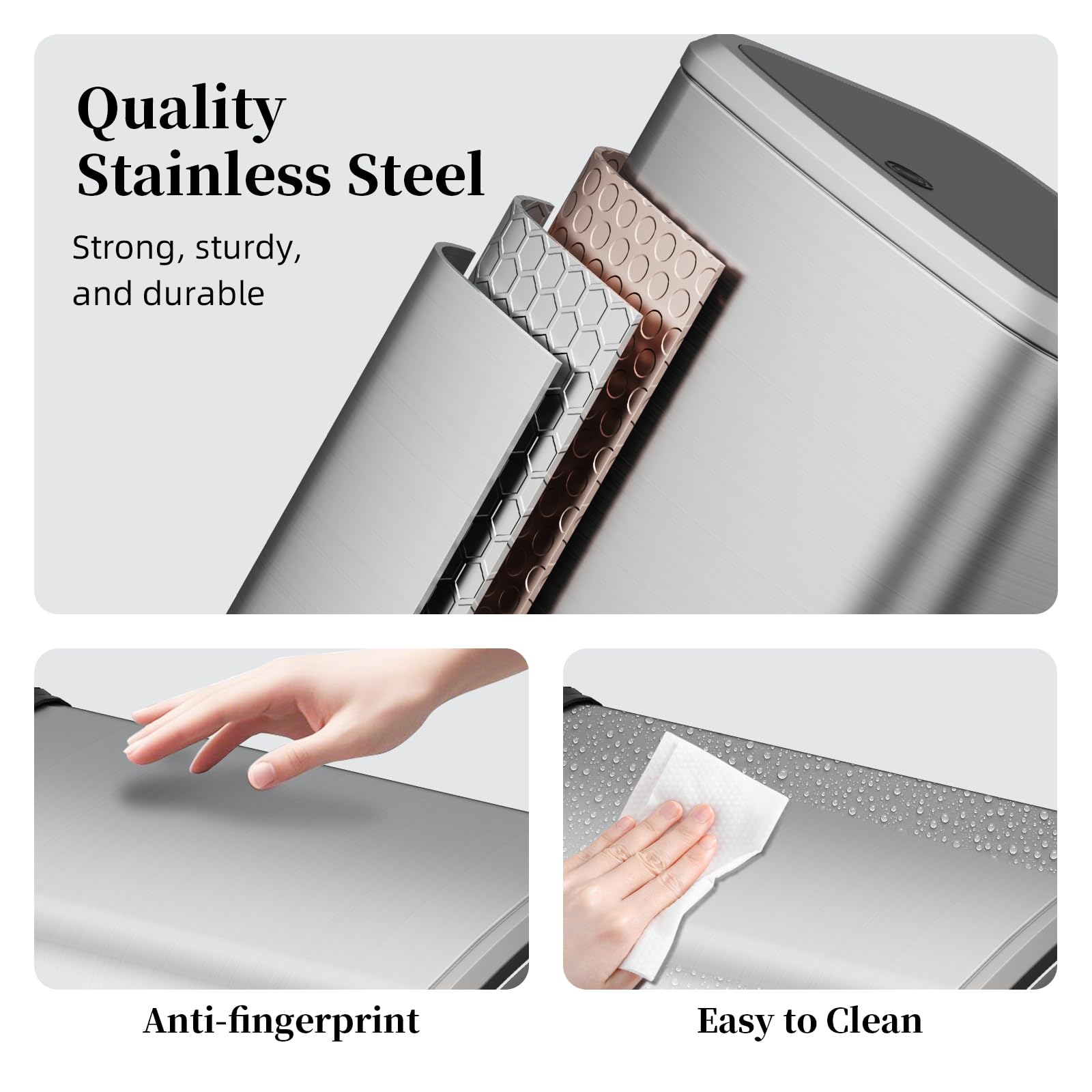 2.1 Gallon Bathroom Trash Can with Lid Press Top