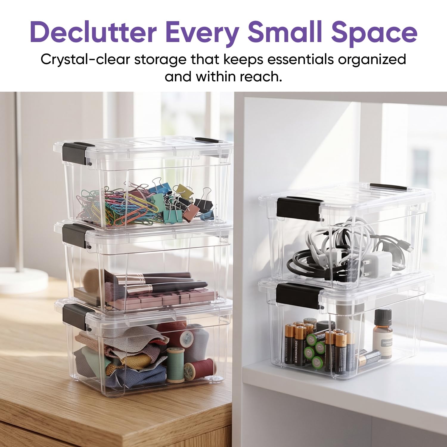 Clear Storage Boxes with Lids (5 Count)