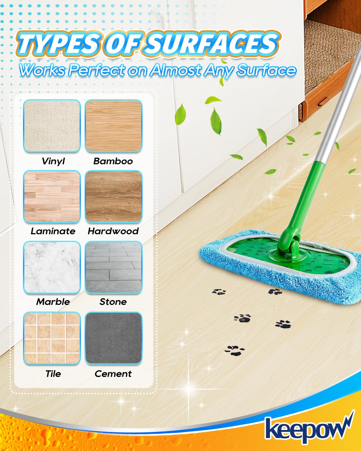 6 Pack Reusable Mop Pads Compatible with Sweeper Mop (8 Count)