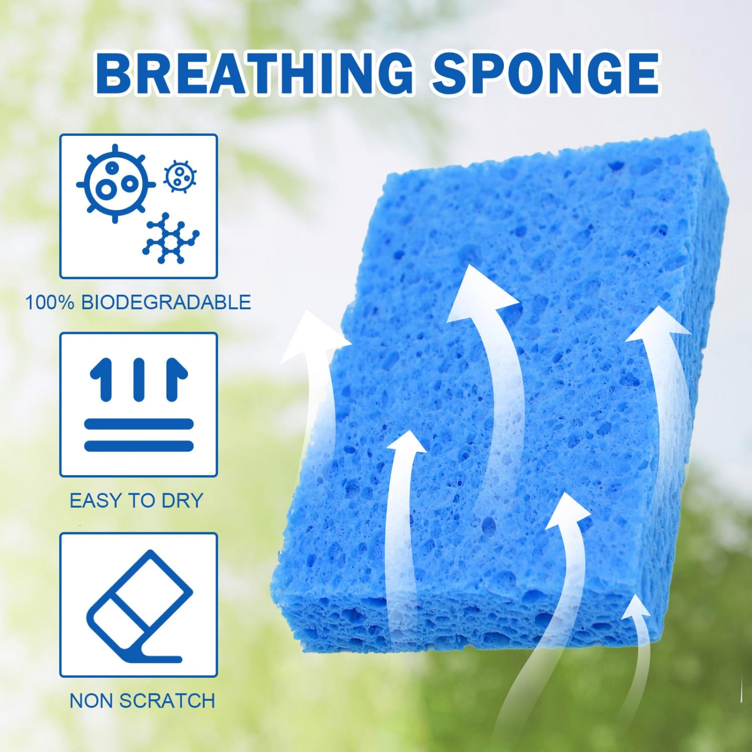 48 Pack Sponges Kitchen Natural Compressed Cellulose Sponges for Dishes Non Scratch for Household Cookware Bathroom Cars Soft Super Absorbent Reusable