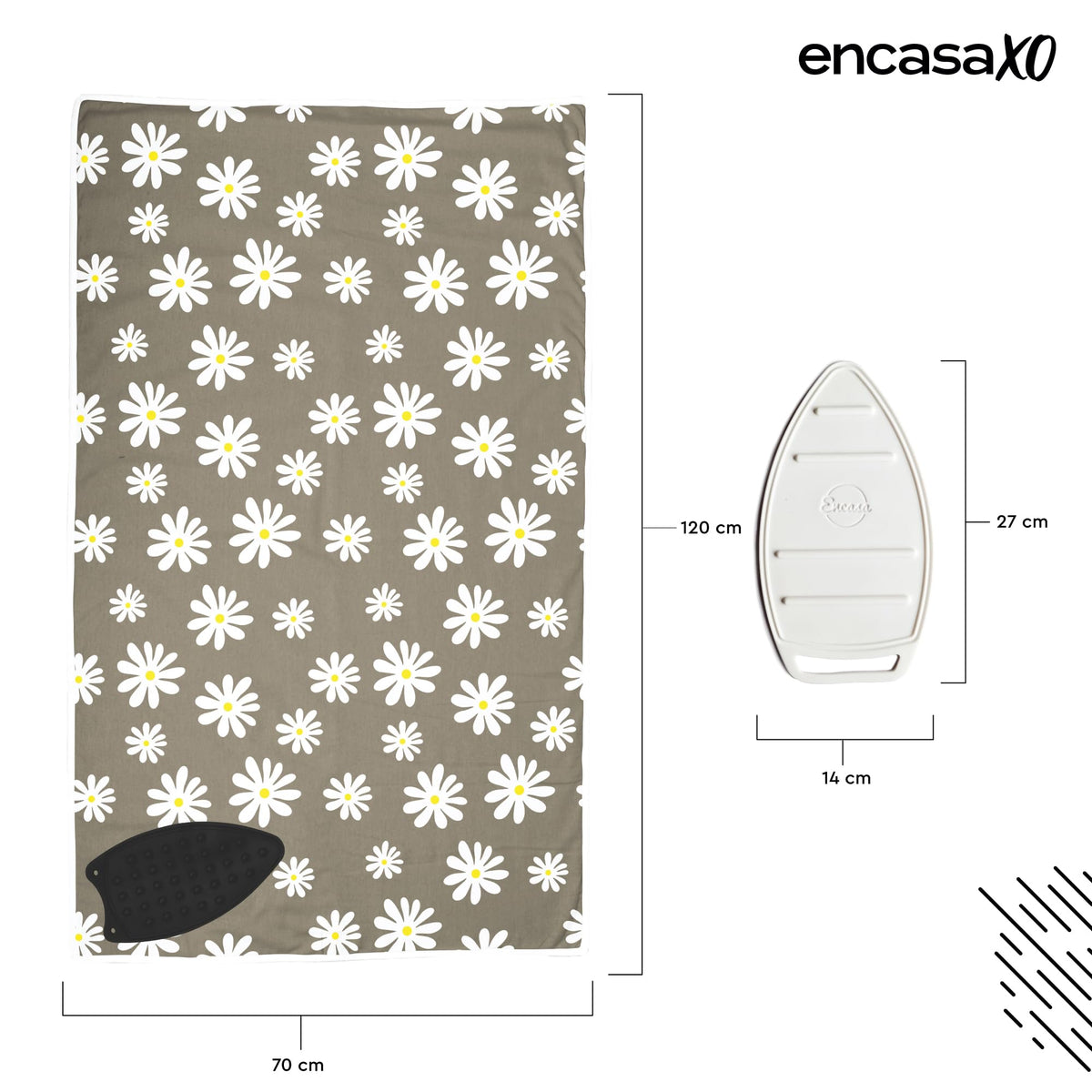 Ironing Mat Heat Resistant Pad 48"x28" Daisy Grey