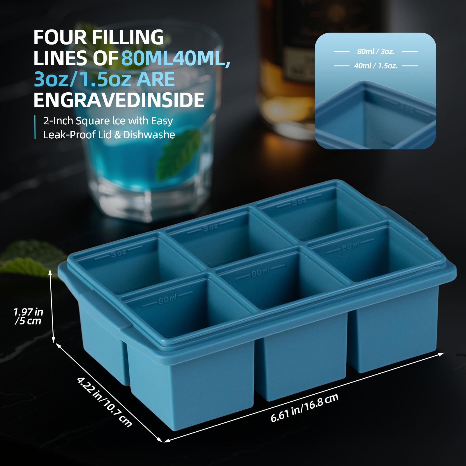 Large Ice Cube Trays for Whiskey (9.9 Ounce)
