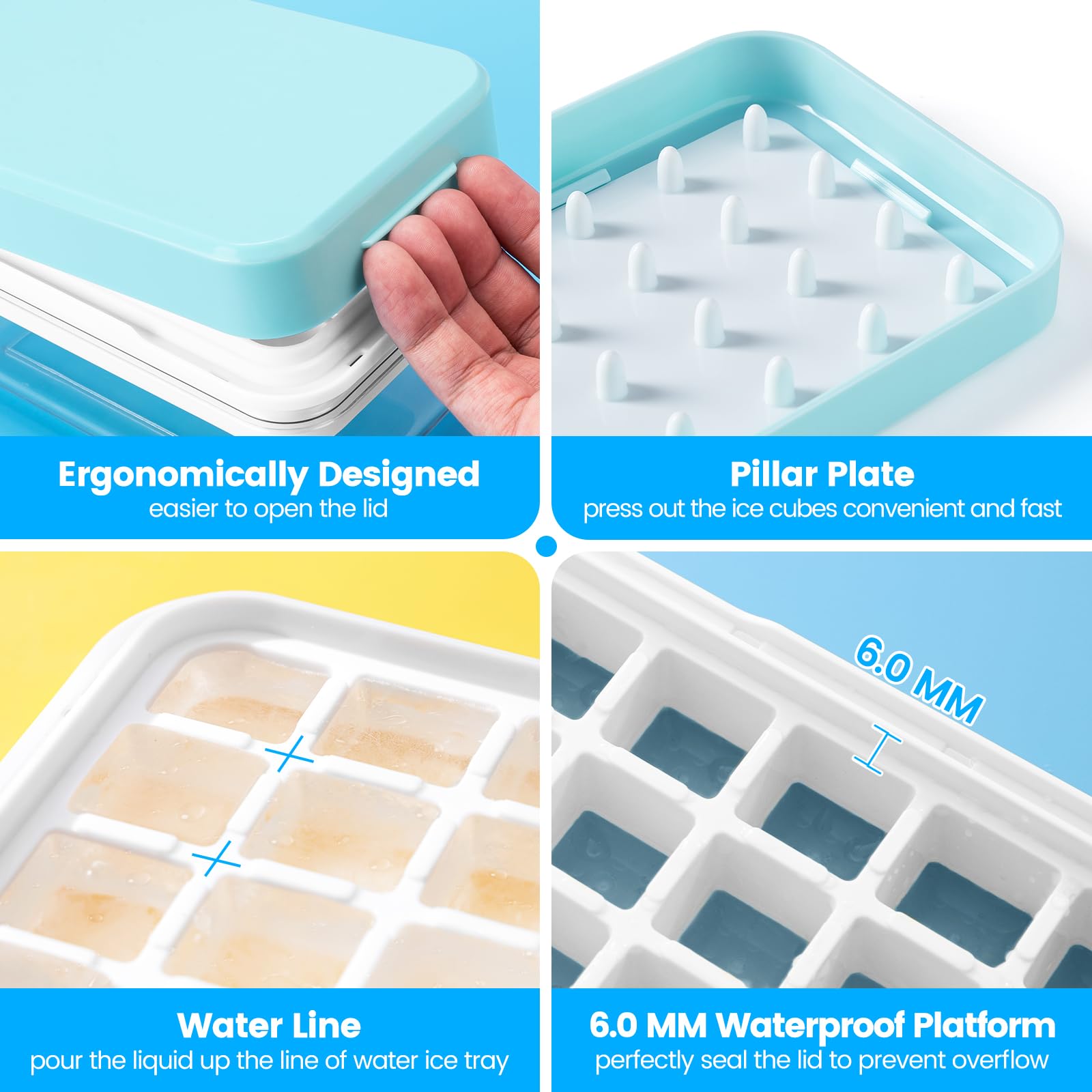 Ice Cube Tray with Lid and Bin