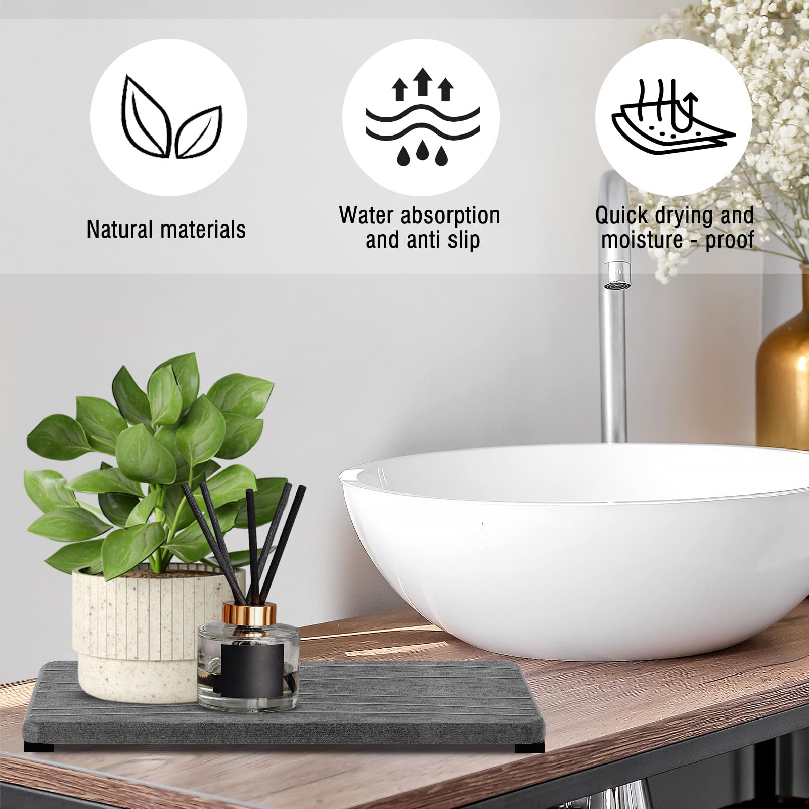 2PCS Water Absorbing Stone Tray (2 Count)