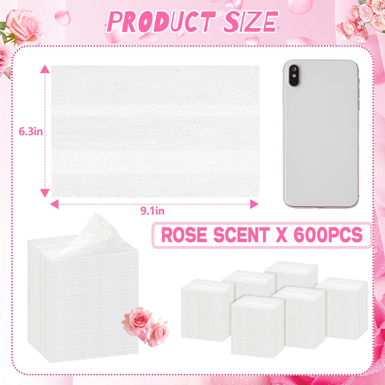 600 Count Dryer Sheets Bulk Fabric Softener Rose Scent Dryer Sheets Naturally Softens and Removes Static Cling