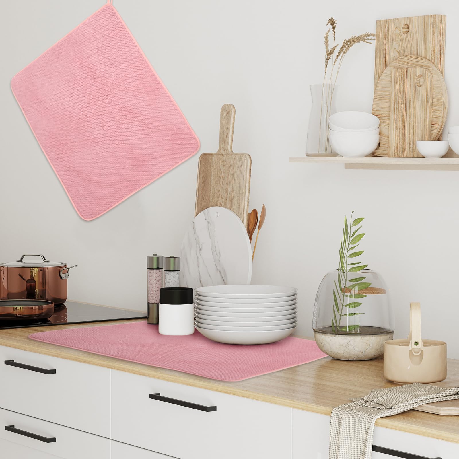 2 Pack Extra Large Dish Drying Mat Microfiber Absorbent Dish Drying Pad Large Size Dishes Drainer Mats for Countertop