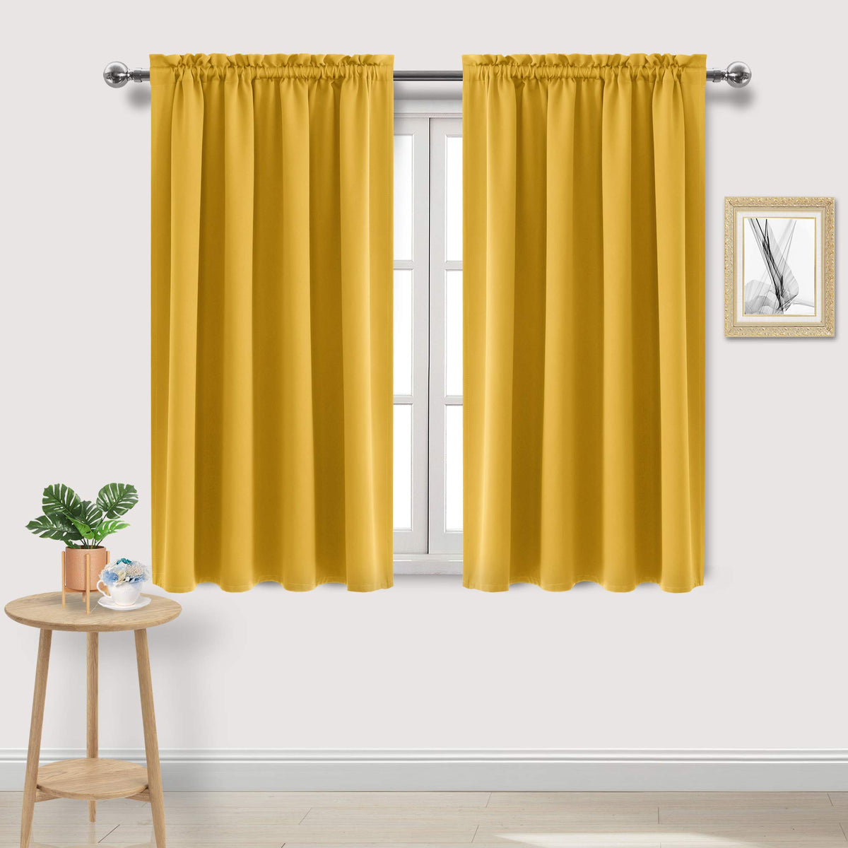 Blackout Curtains for Bedroom Living Room 52 x 45 Inch Long Yellow