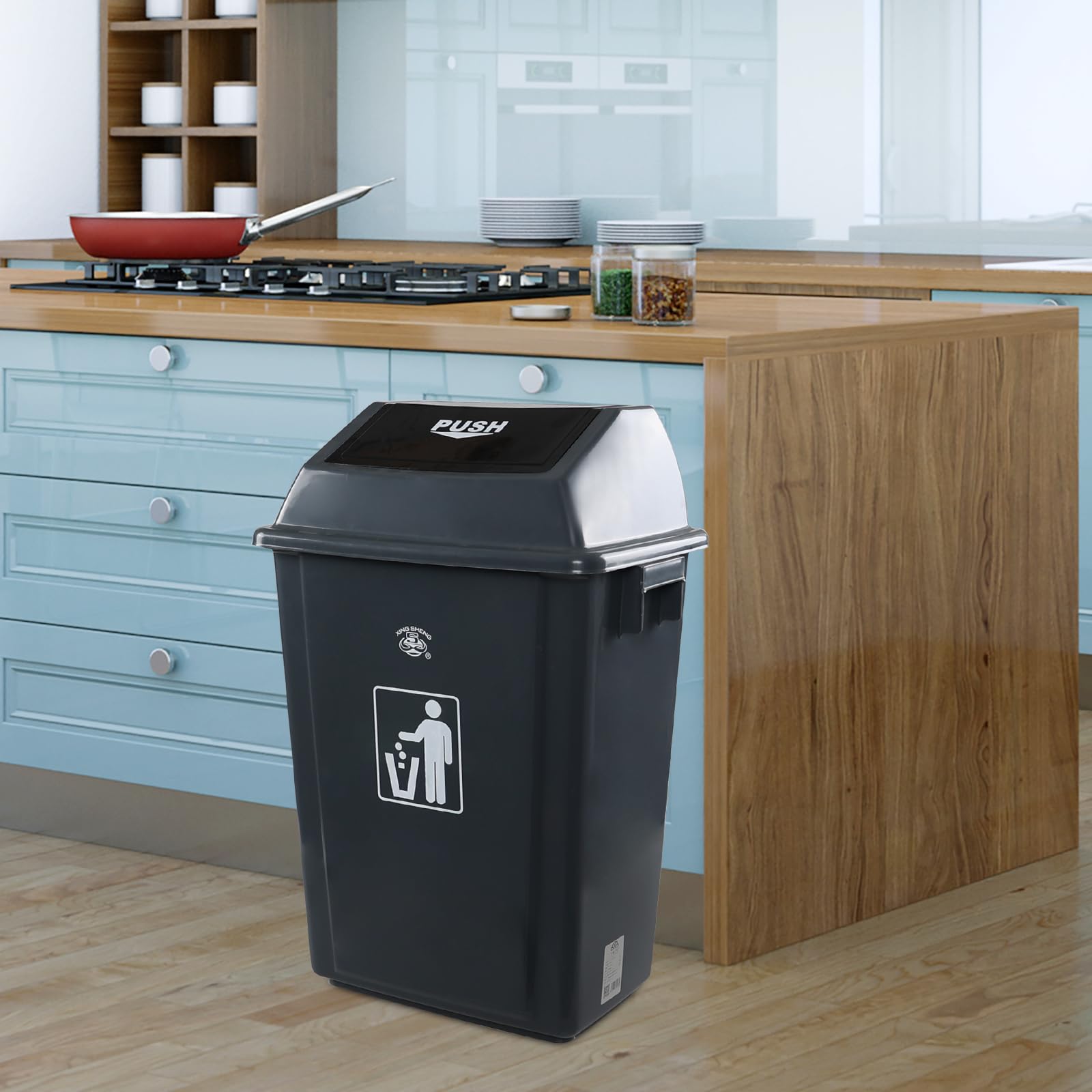 15 Gallon Rectangular Swing Lid Trash Can (4 Count)