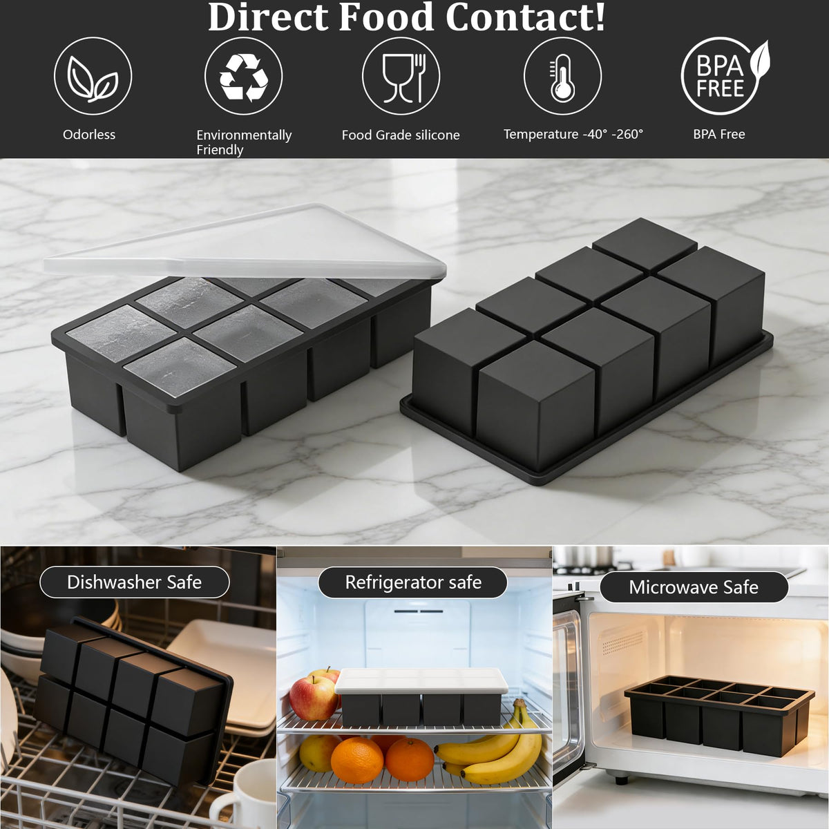 Silicone Ice Cube Trays with Metal Reinforced Frame