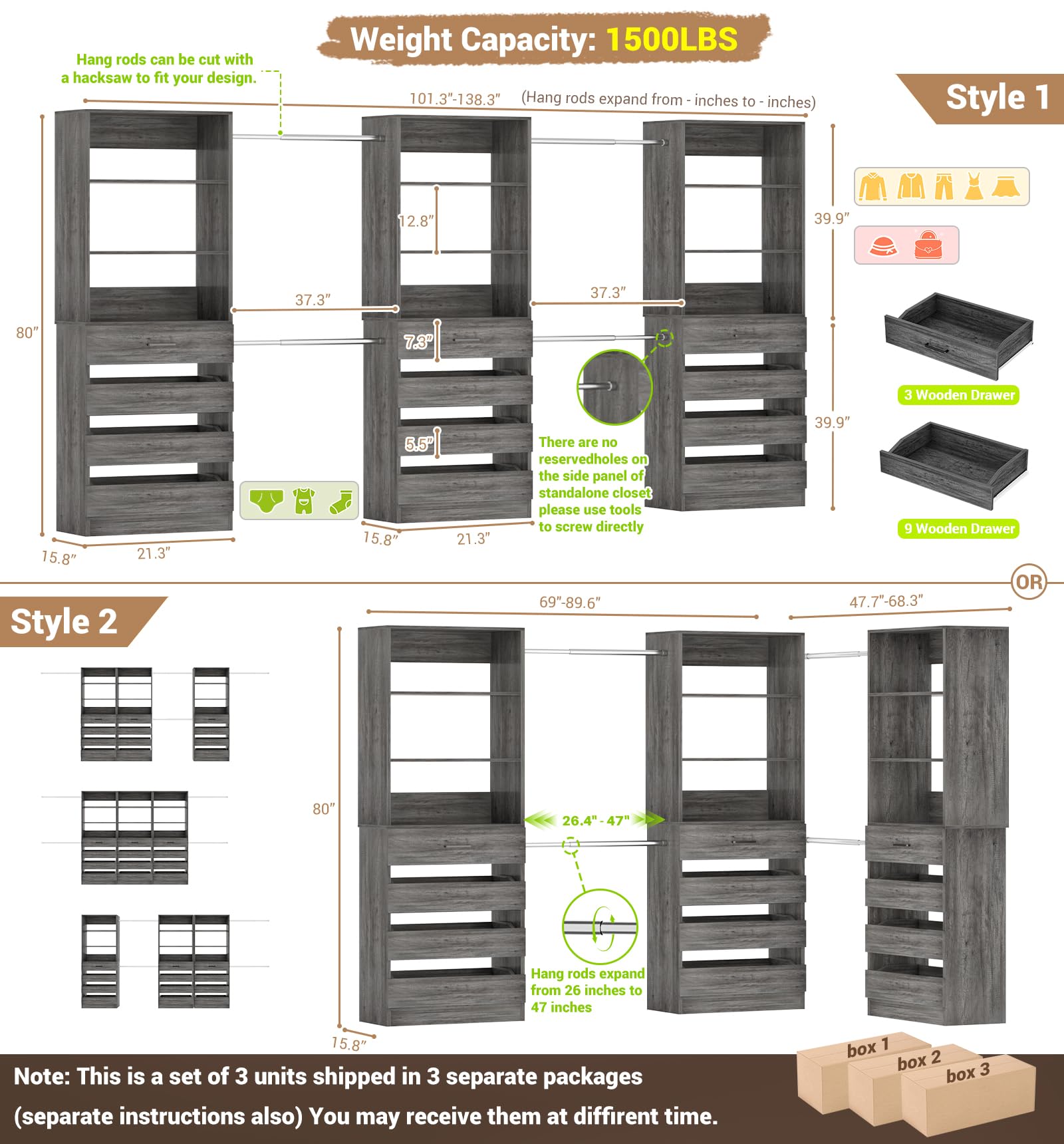 Closet System with 12 Drawers