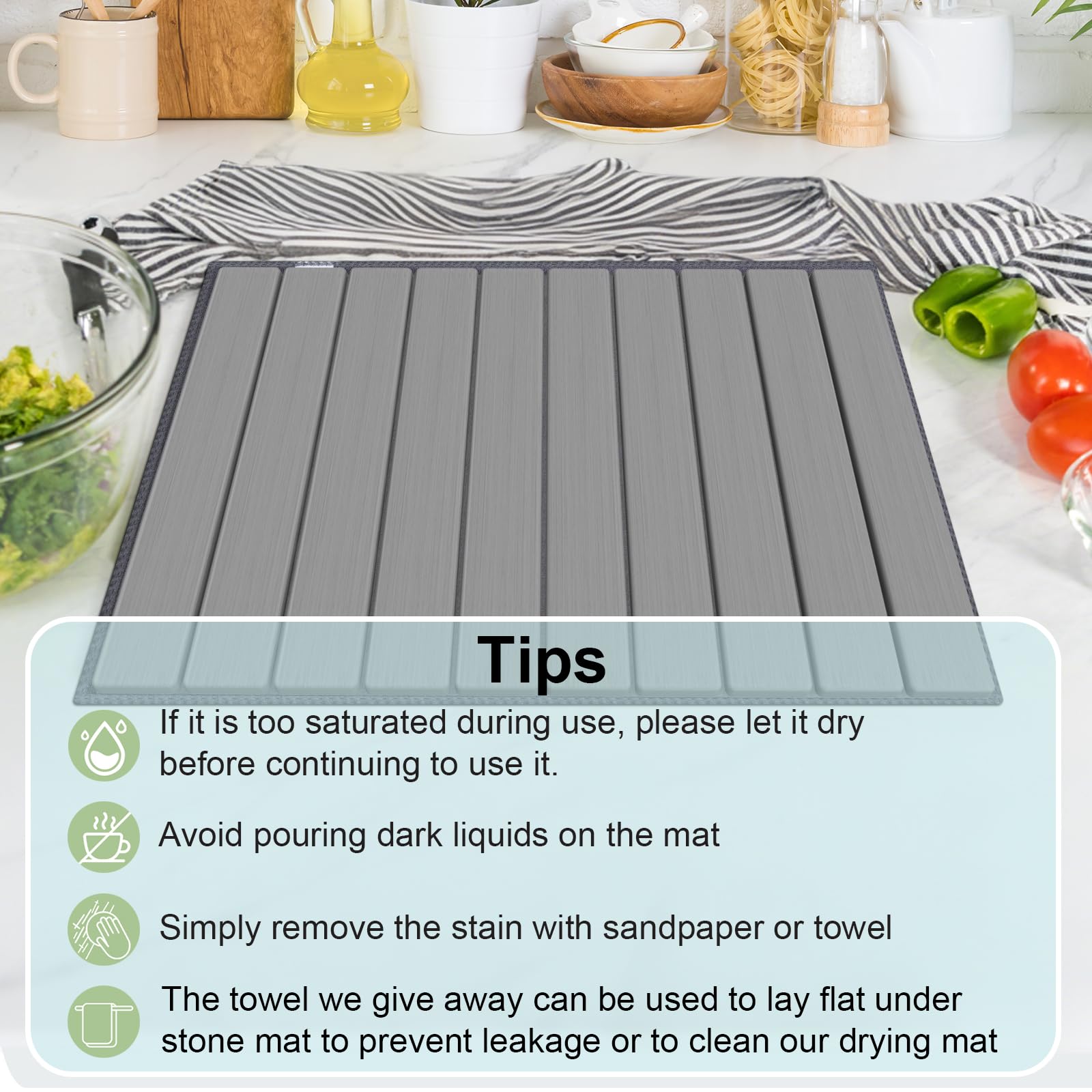 Stone Dish Drying Mat for Kitchen Counter